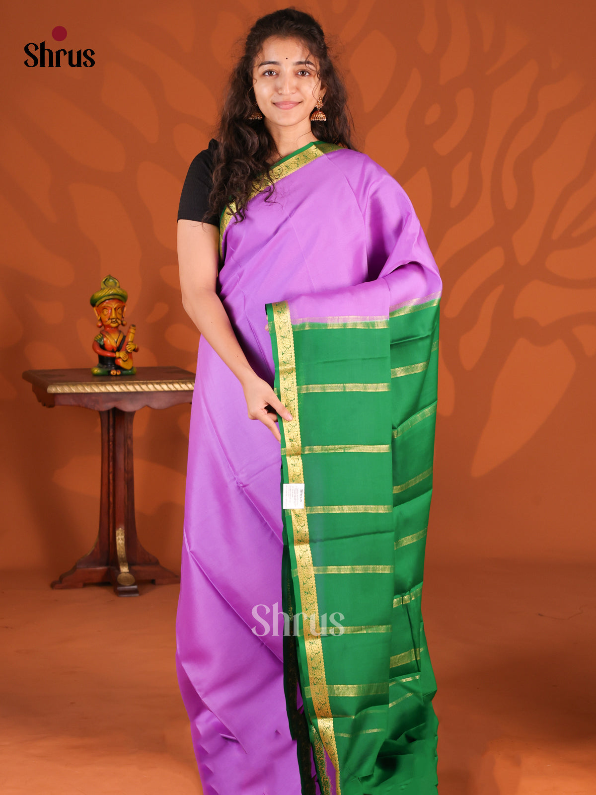 lavender & Green - Mysore Silk Saree