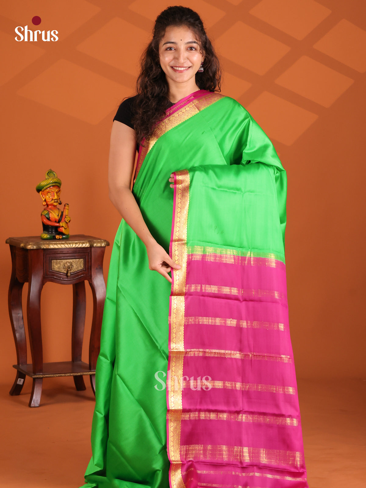 Green & Majenta - Mysore Silk Saree