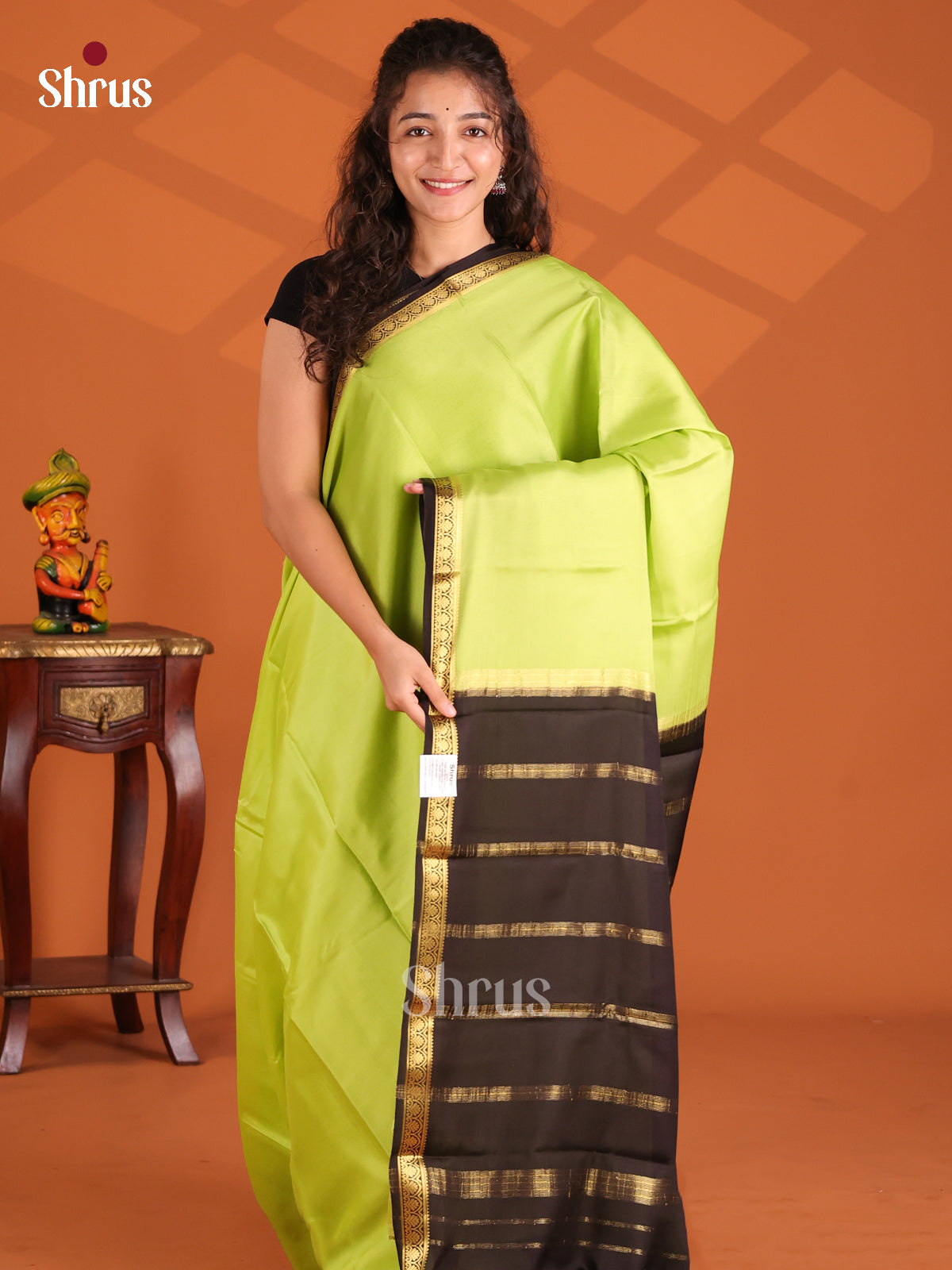 Pista Green & Black- Mysore Silk Saree