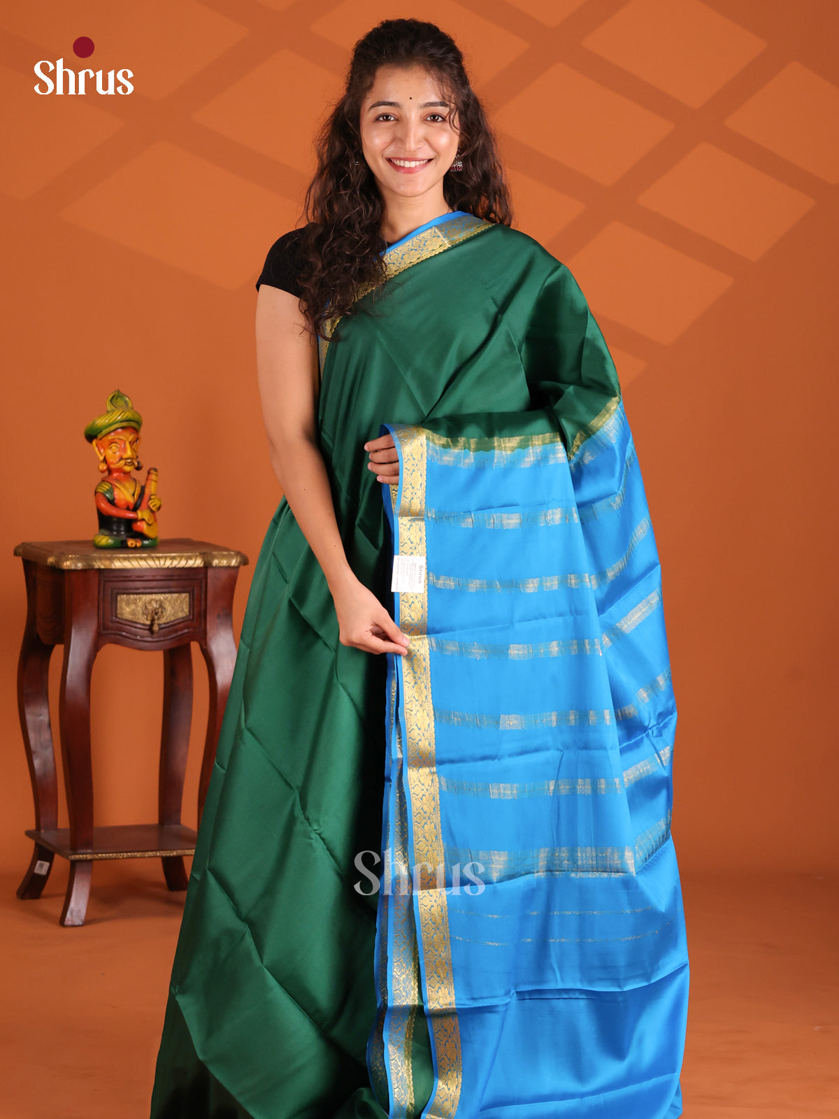 Green & Blue - Mysore Silk Saree