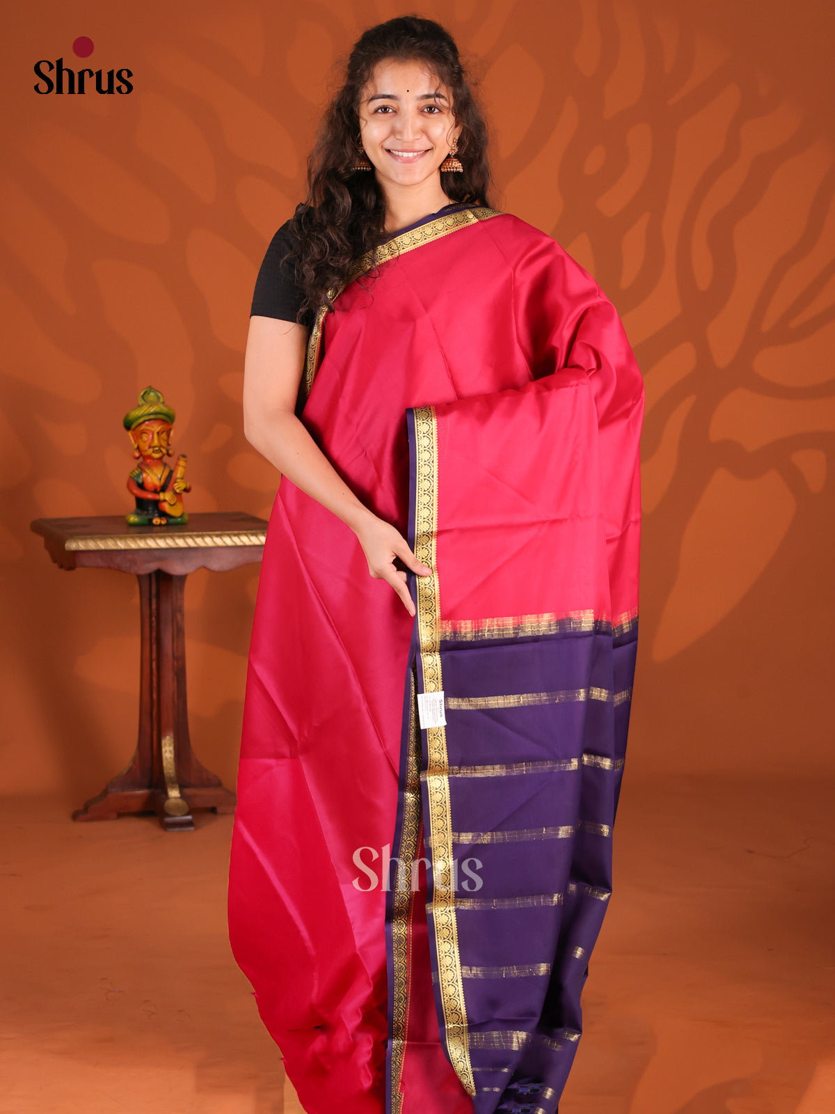Pink & Violet - Mysore Silk Saree - Shop on Shrus.com