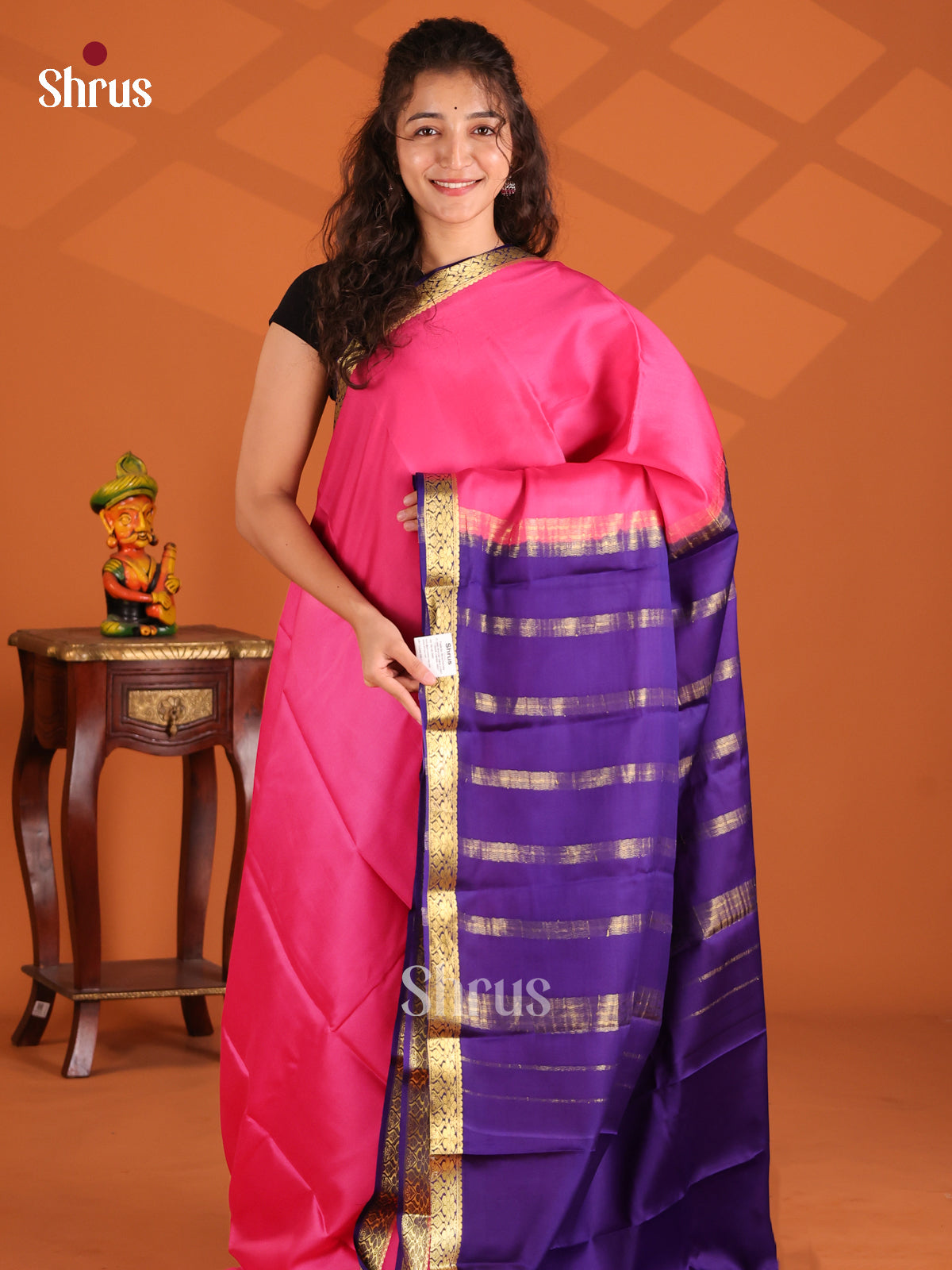 Pink & Violet - Mysore Silk Saree