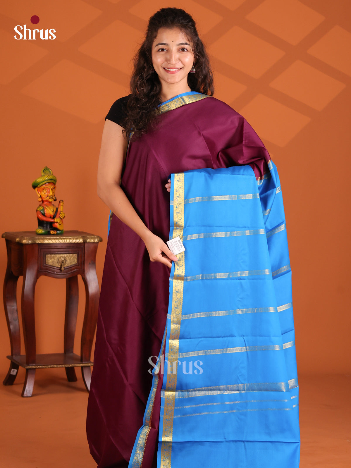 Purple & Blue - Mysore Silk Saree