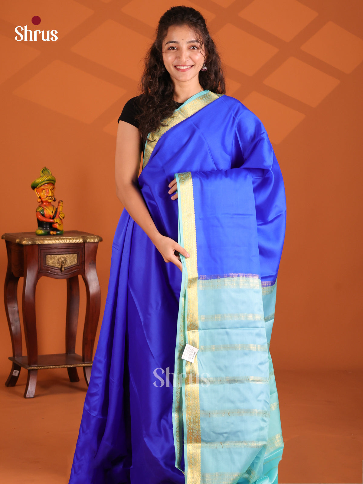 Royal Blue and Teal - Mysore Silk Saree