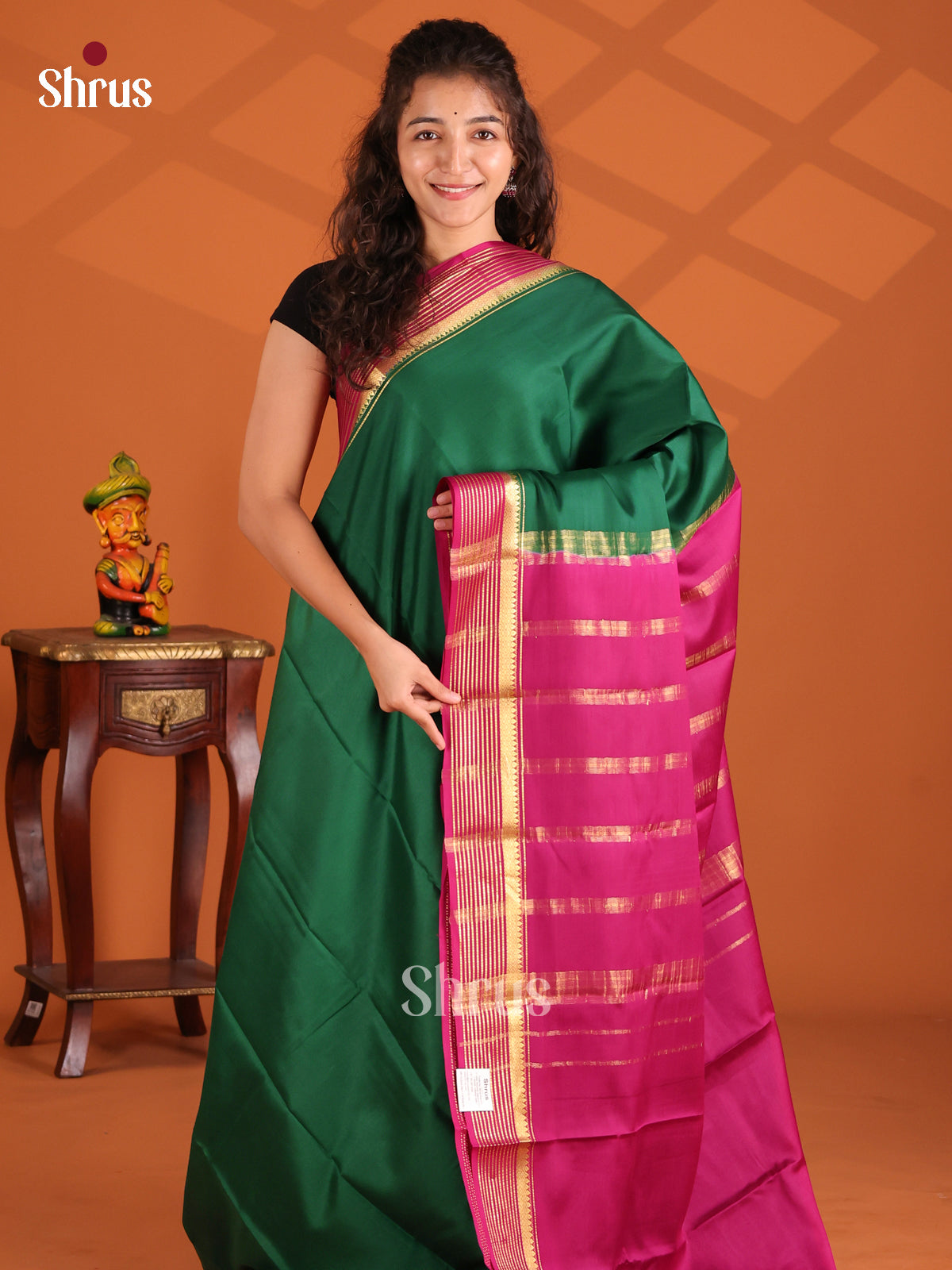 Green & Purple - Mysore Silk Saree - Shop on Shrus.com