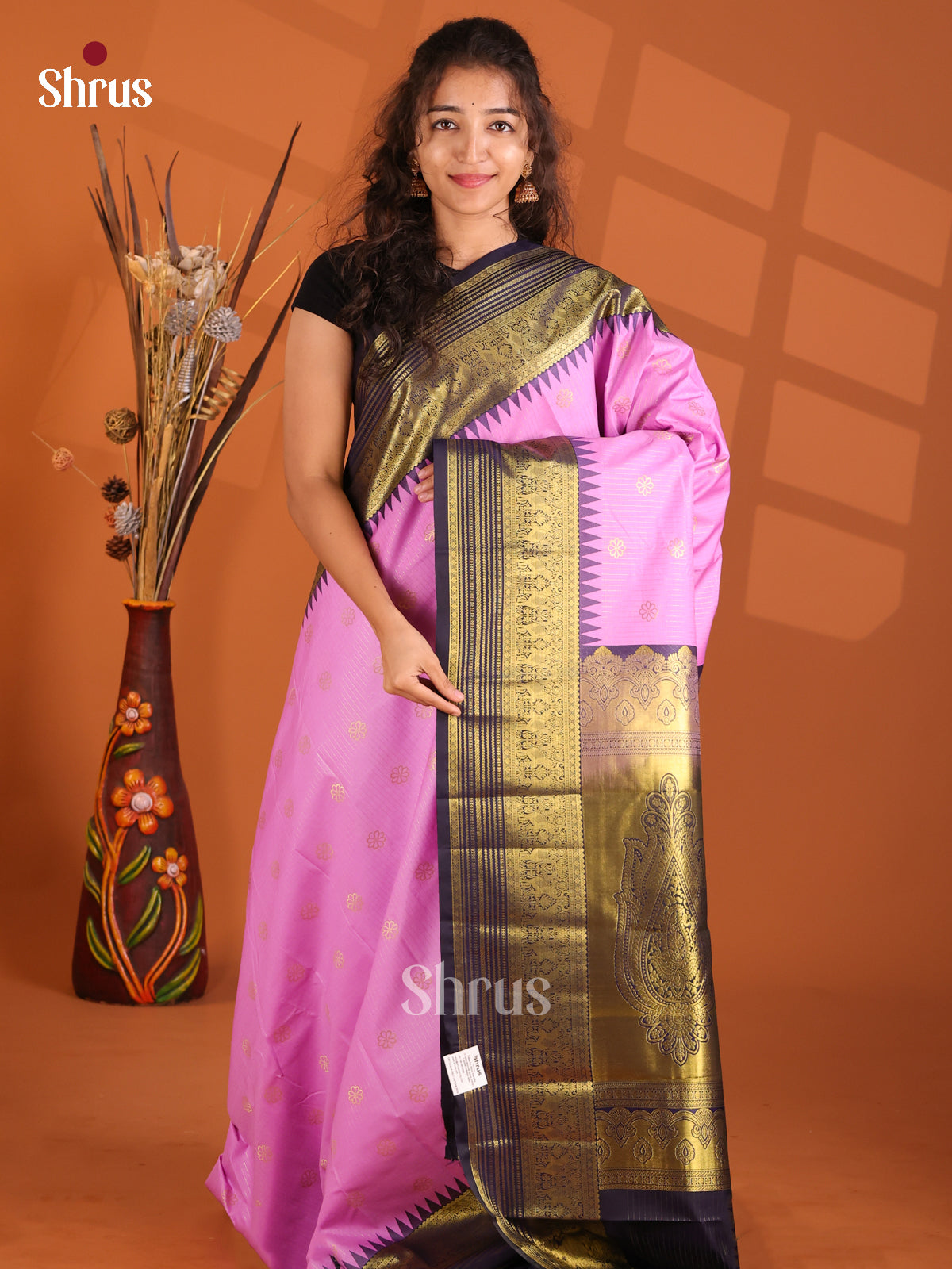 Purple & Blue - Korvai Semi Kanchipuram Saree - Shop on Shrus.com