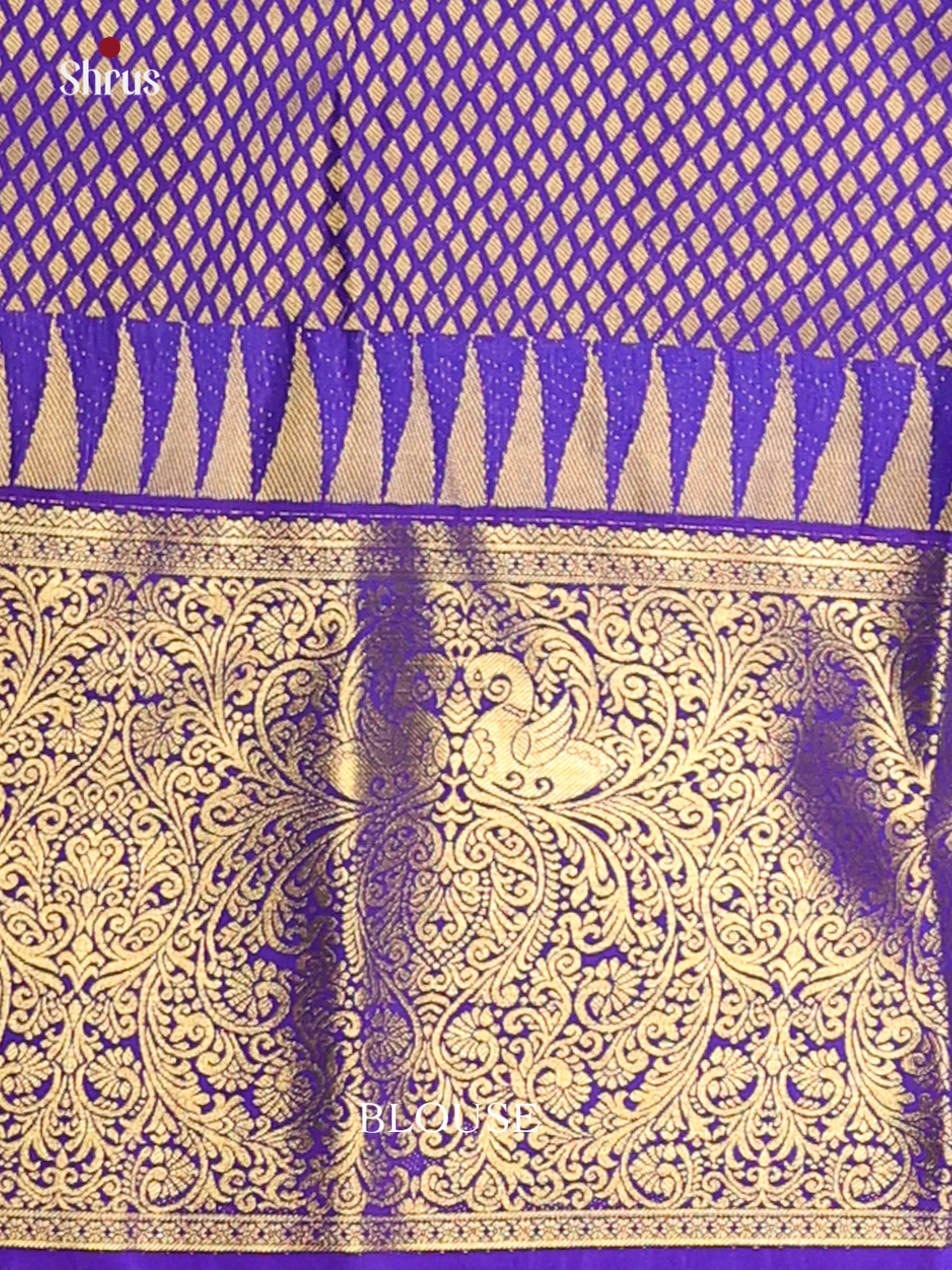 Purple & Blue - Korvai Semi Kanchipuram Saree - Shop on Shrus.com