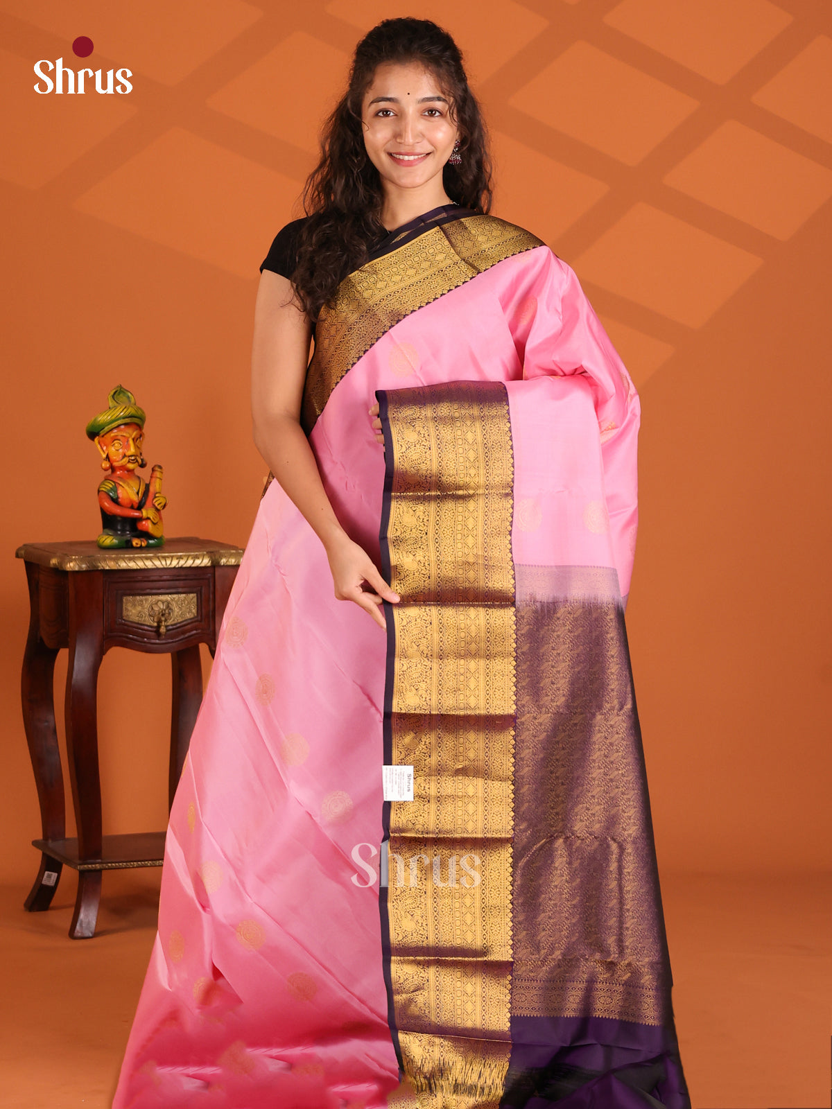 Pink & Violet - Kanchipuram-halfpure Saree