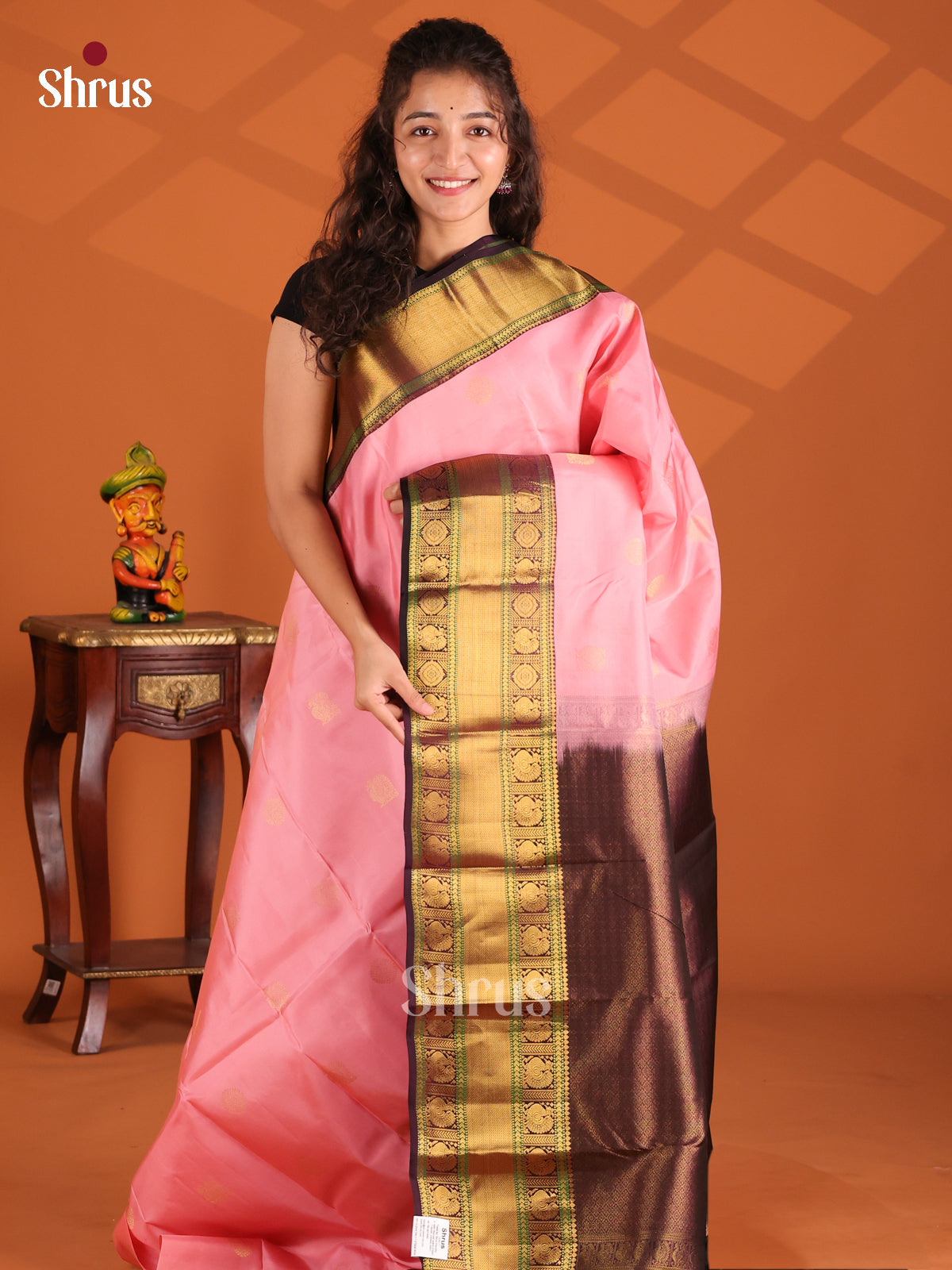 Pink & Purple - Kanchipuram-halfpure Saree - Shop on Shrus.com