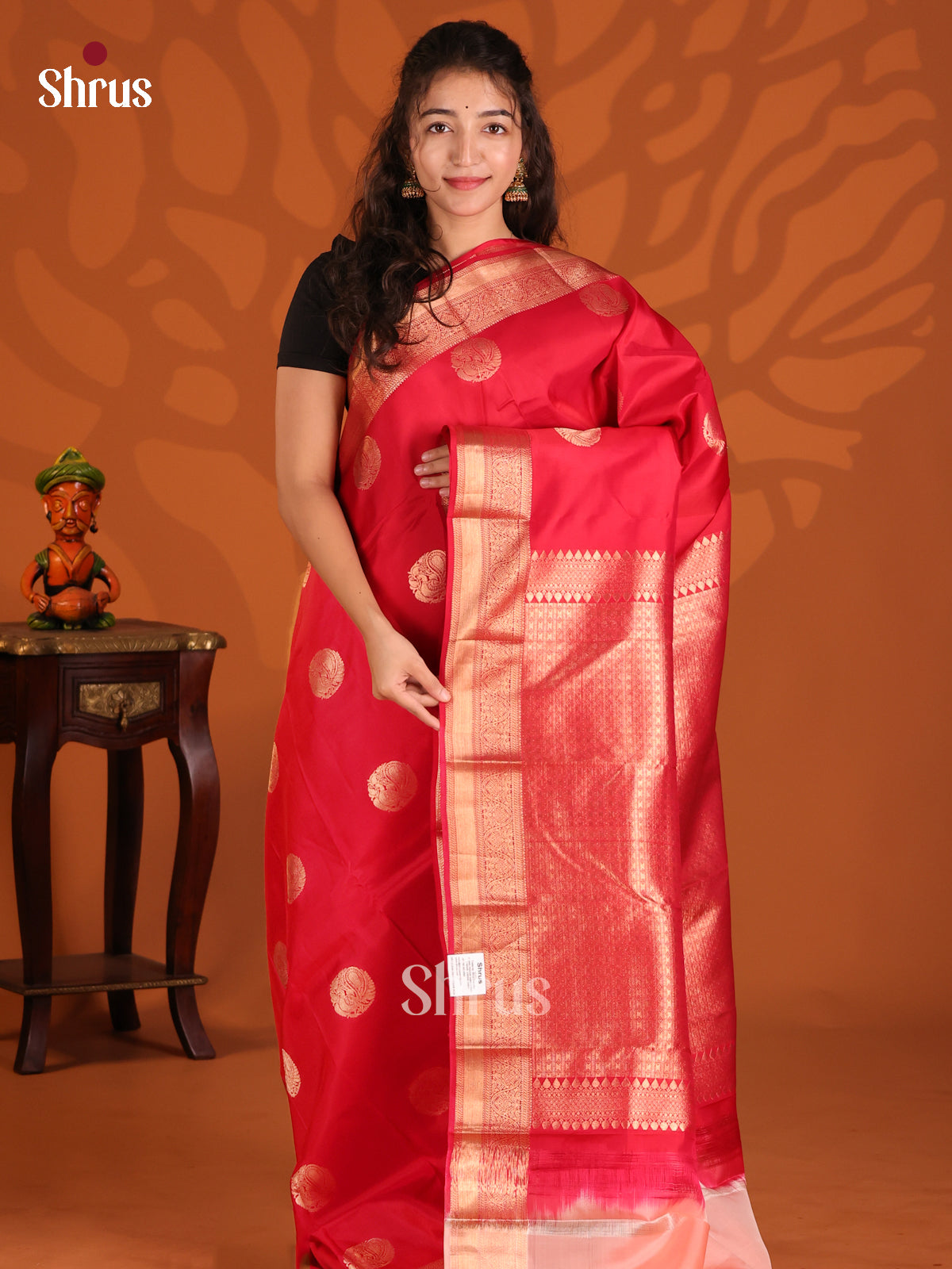 Red & Pink- Kanchipuram-halfpure Saree - Shop on Shrus.com