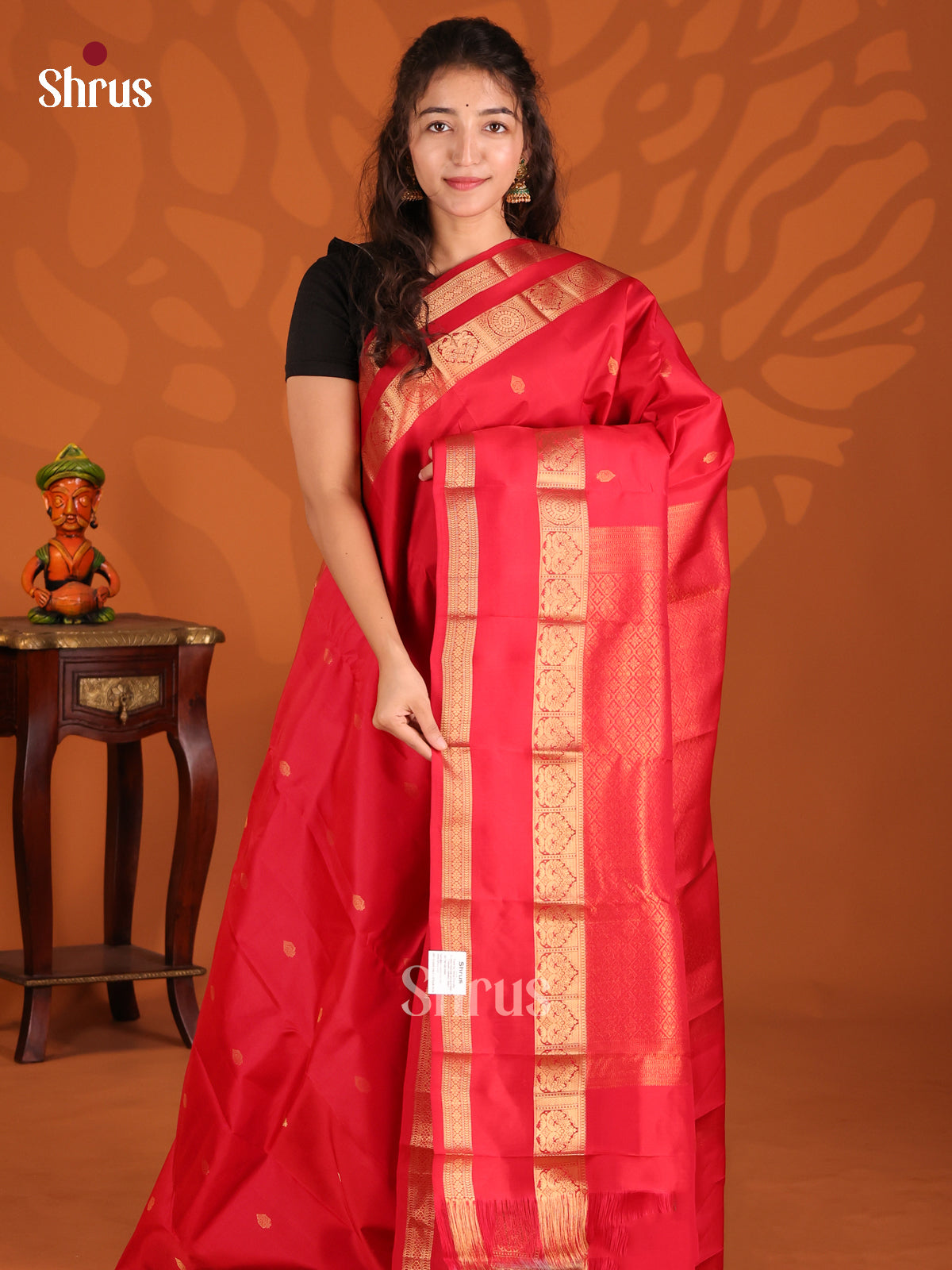 Red & Pastel Green- Kanchipuram-halfpure Saree