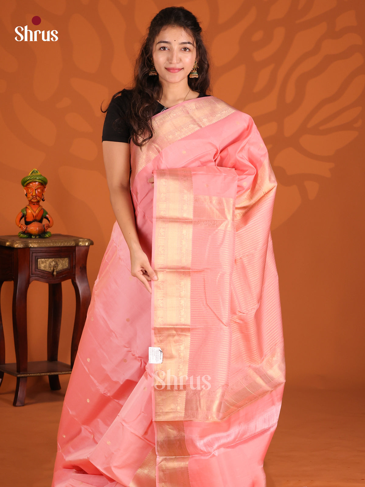 Pink(Single Tone) - Kanchipuram-halfpure Saree