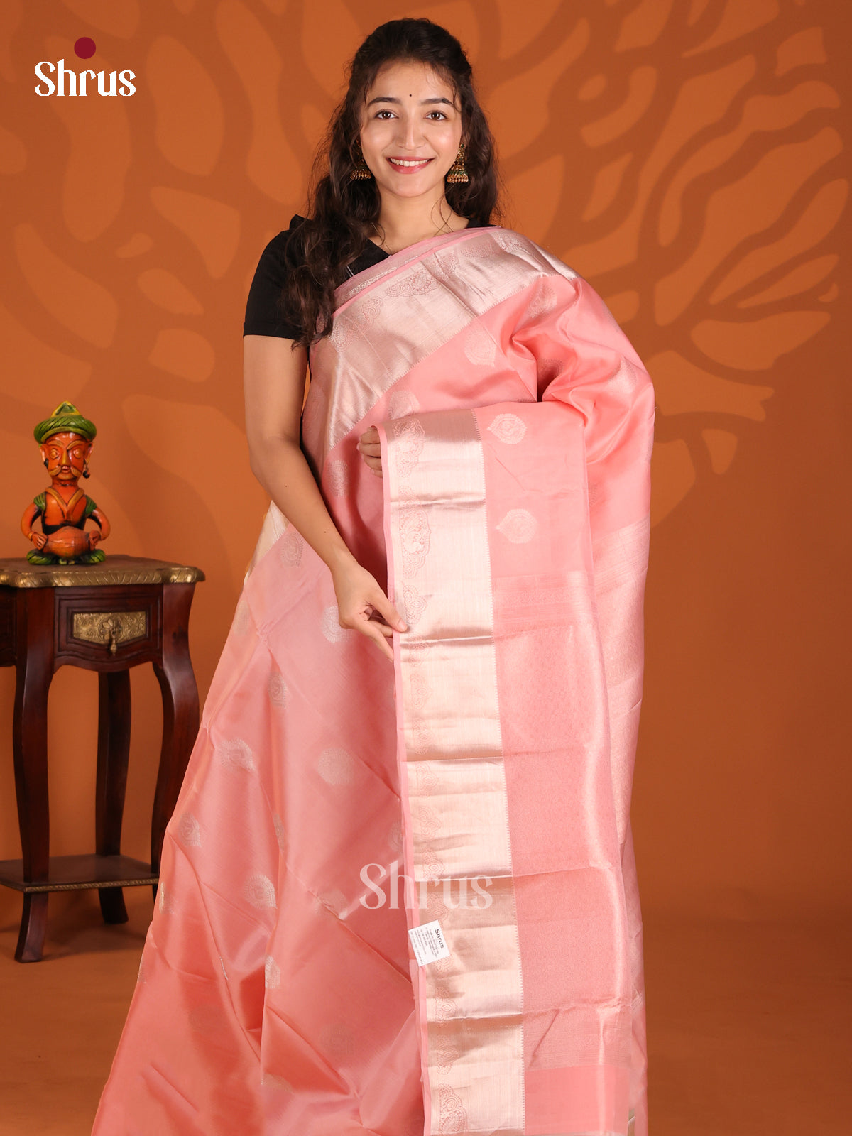 Pink & Pastel Green- Kanchipuram-halfpure Saree