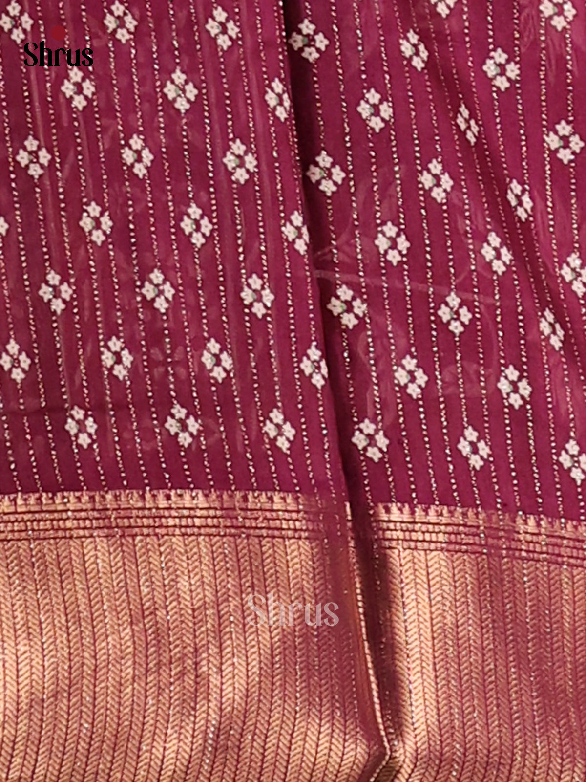 Wine - Semi Crepe Saree - Shop on Shrus.com