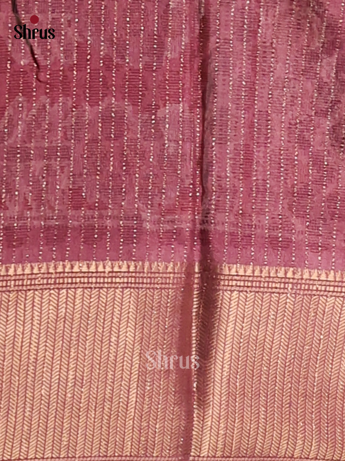 Cream & Pink - Semi Crepe Saree