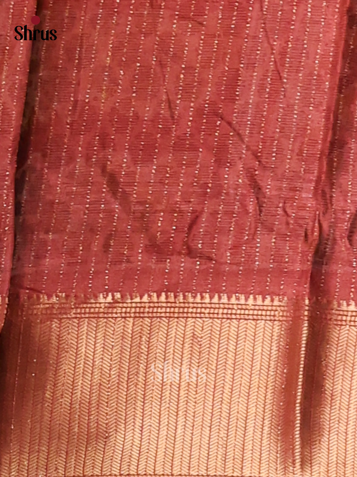 Cream & Brown - Semi Crepe Saree