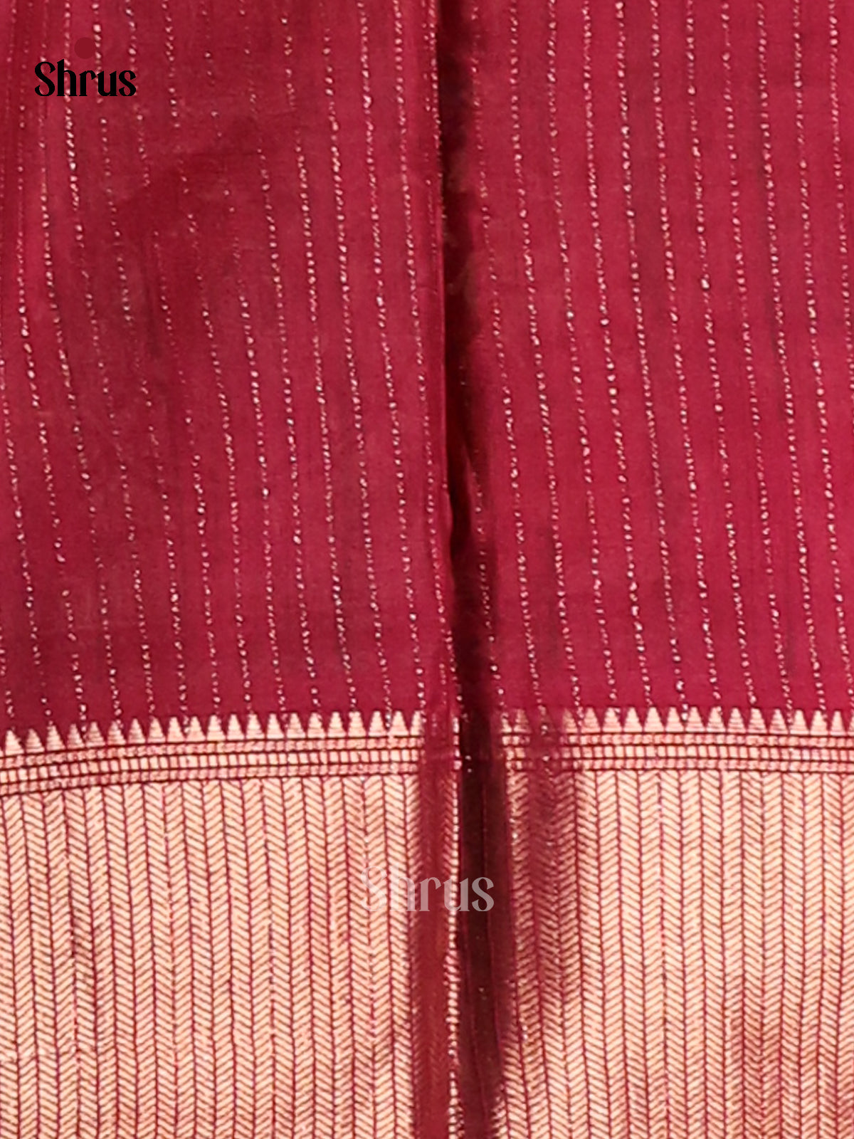 Cream & Red- Semi Crepe Saree