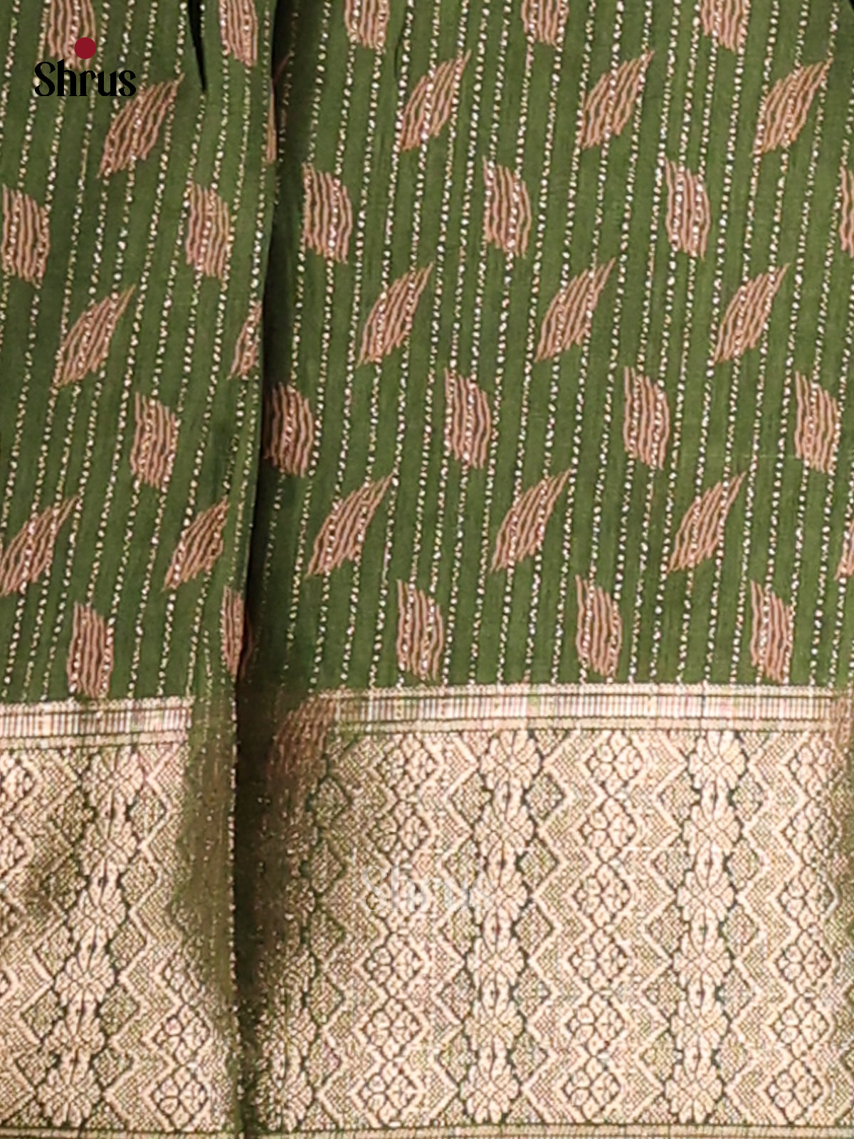 Green - Semi Crepe Saree - Shop on Shrus.com