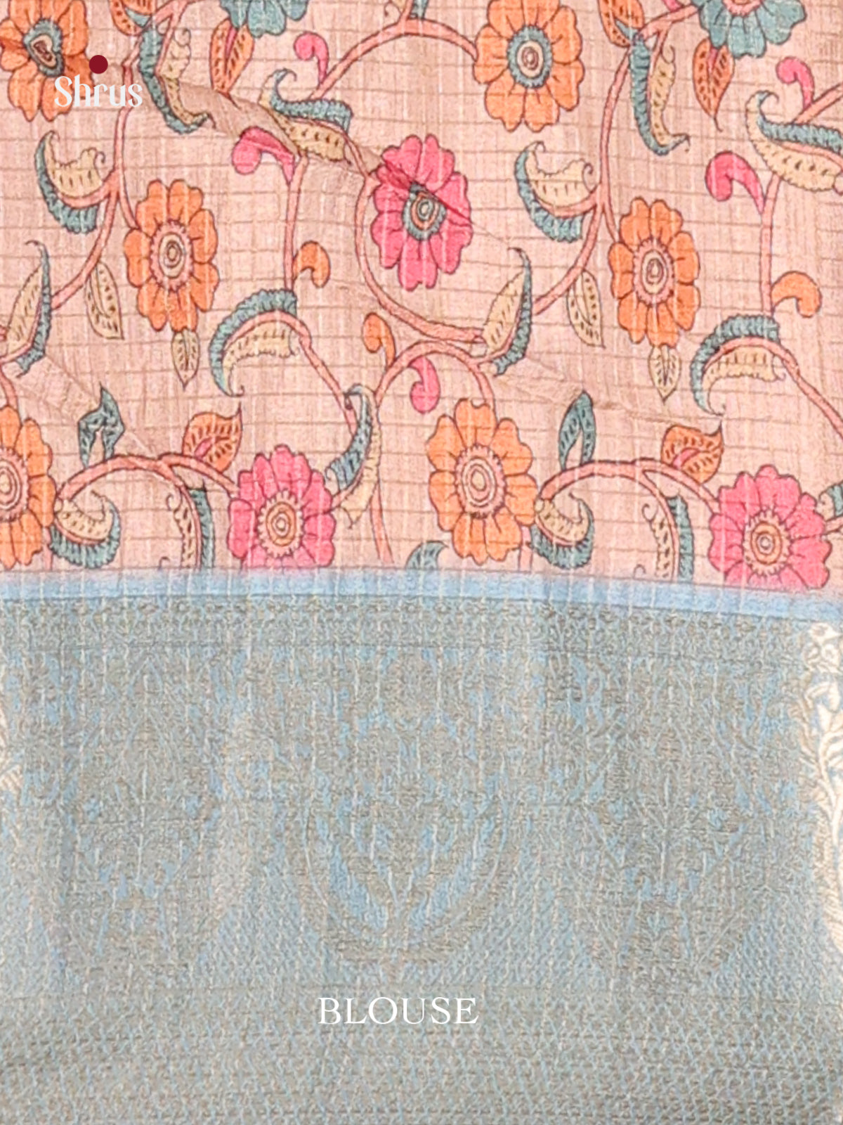 Blue & Dusty Pink - Semi Dola silk Saree