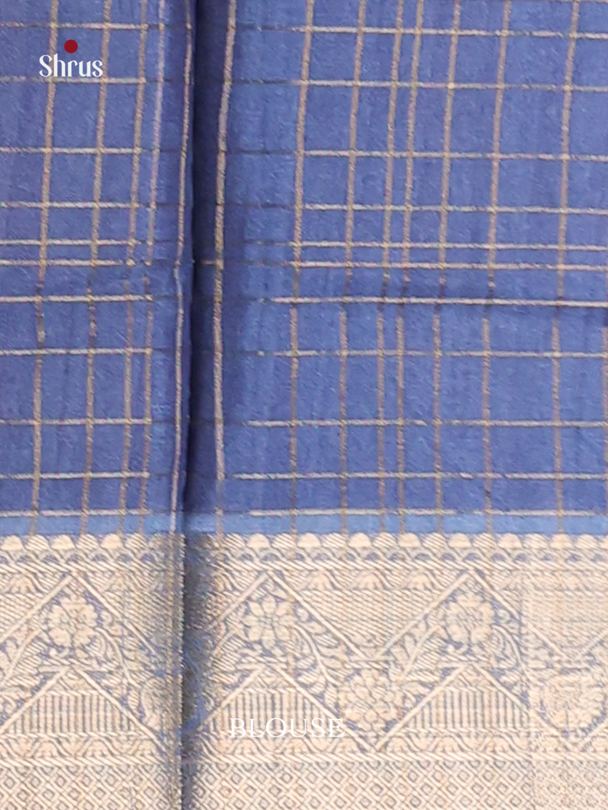 Blue & Cream - Semi Dola silk Saree