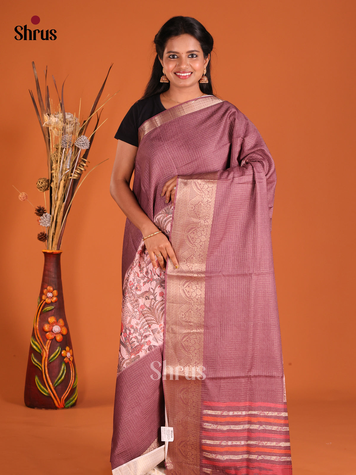 Cream & Onion Peel - Semi Dola silk Saree