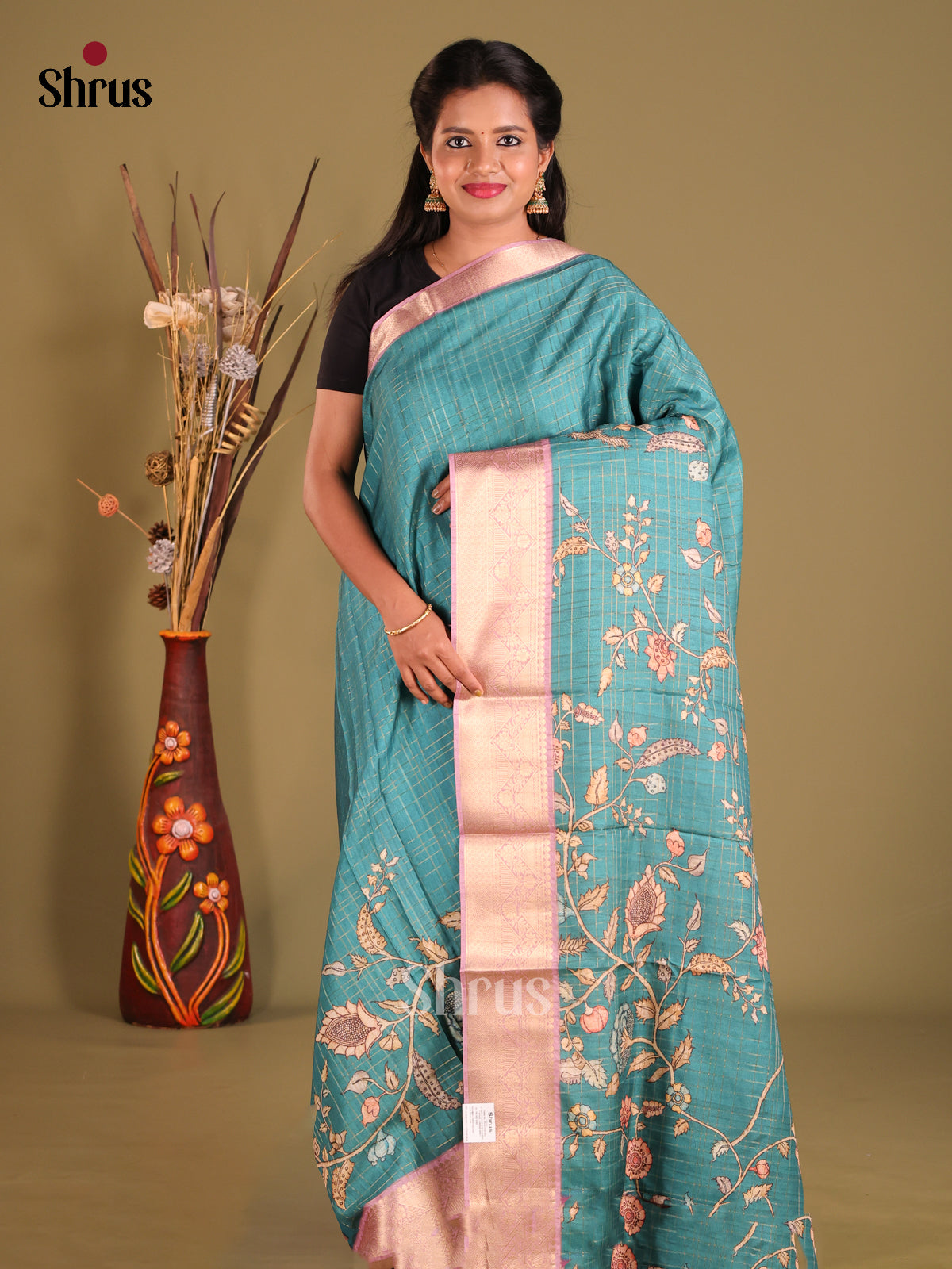 Blue & Purple - Semi Dola silk Saree
