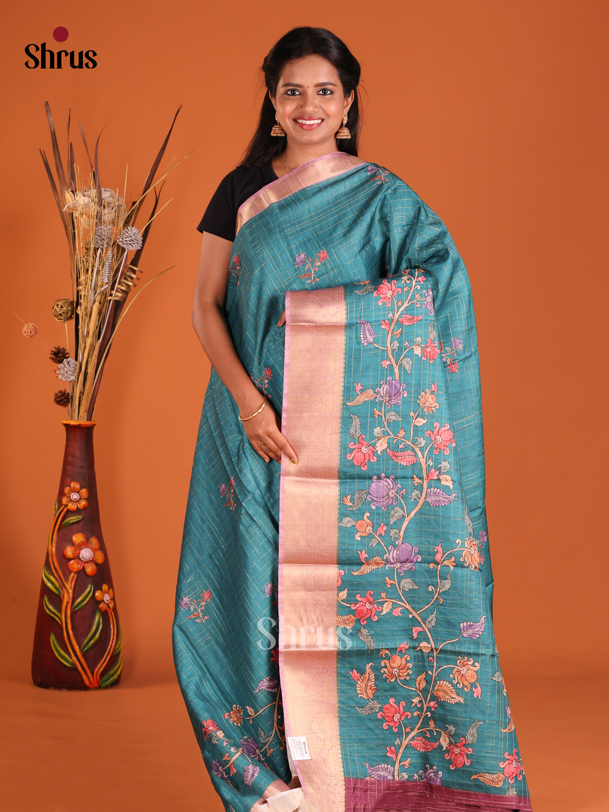Blue & Purple - Semi Dola silk Saree