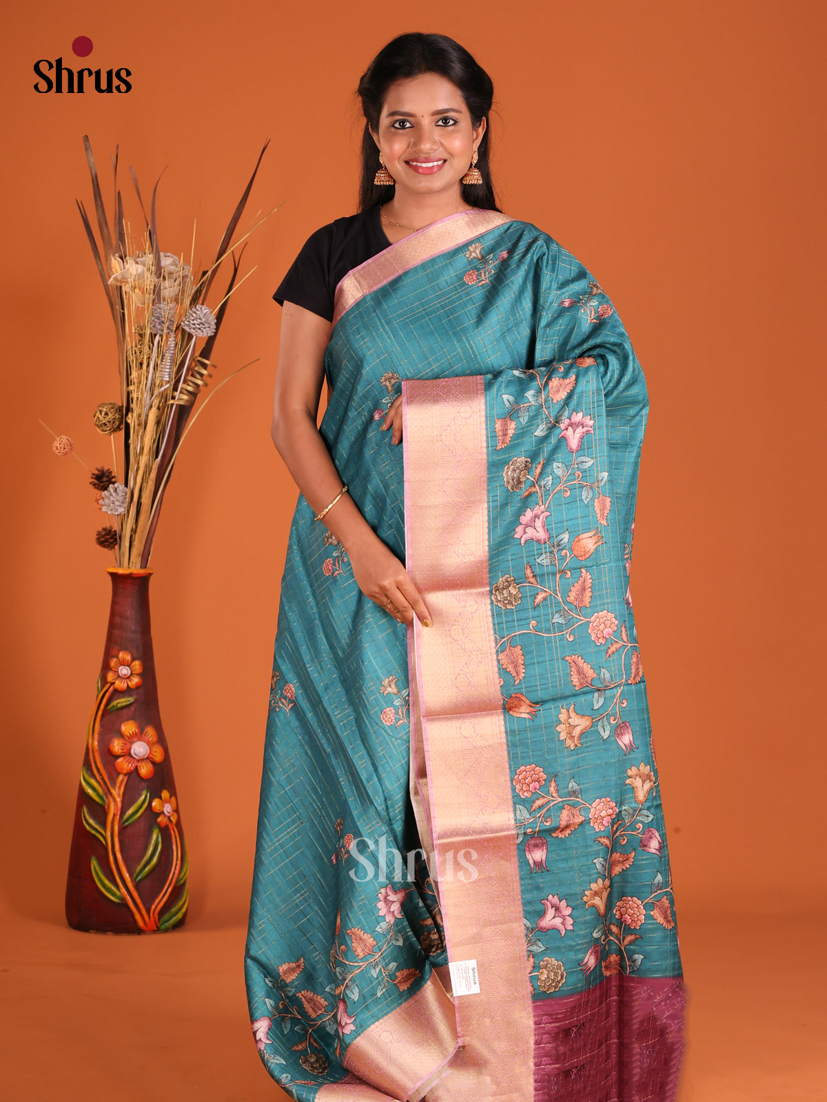 Blue & Purple - Semi Dola silk Saree