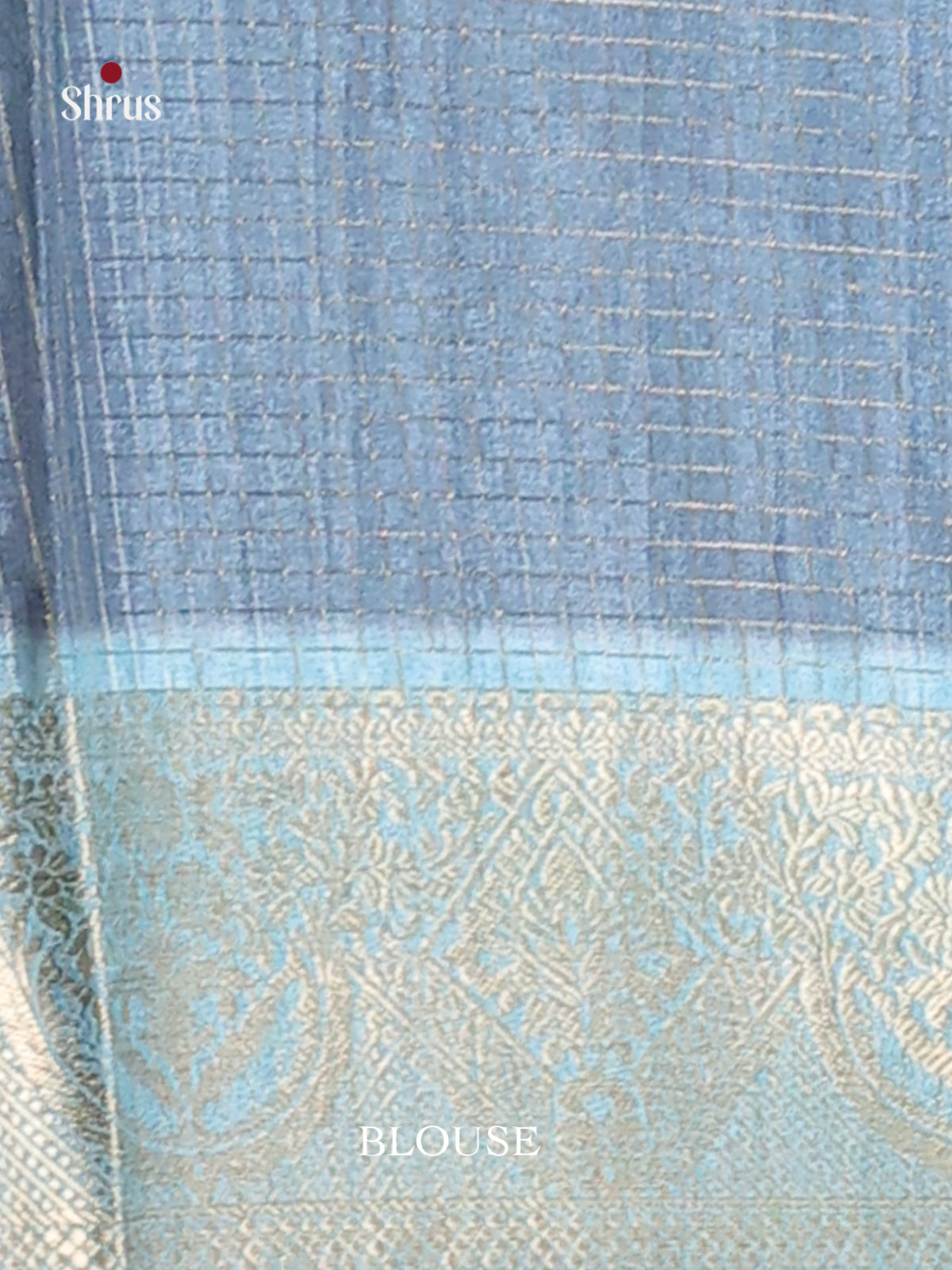 Blue & Cream - Semi Dola silk Saree