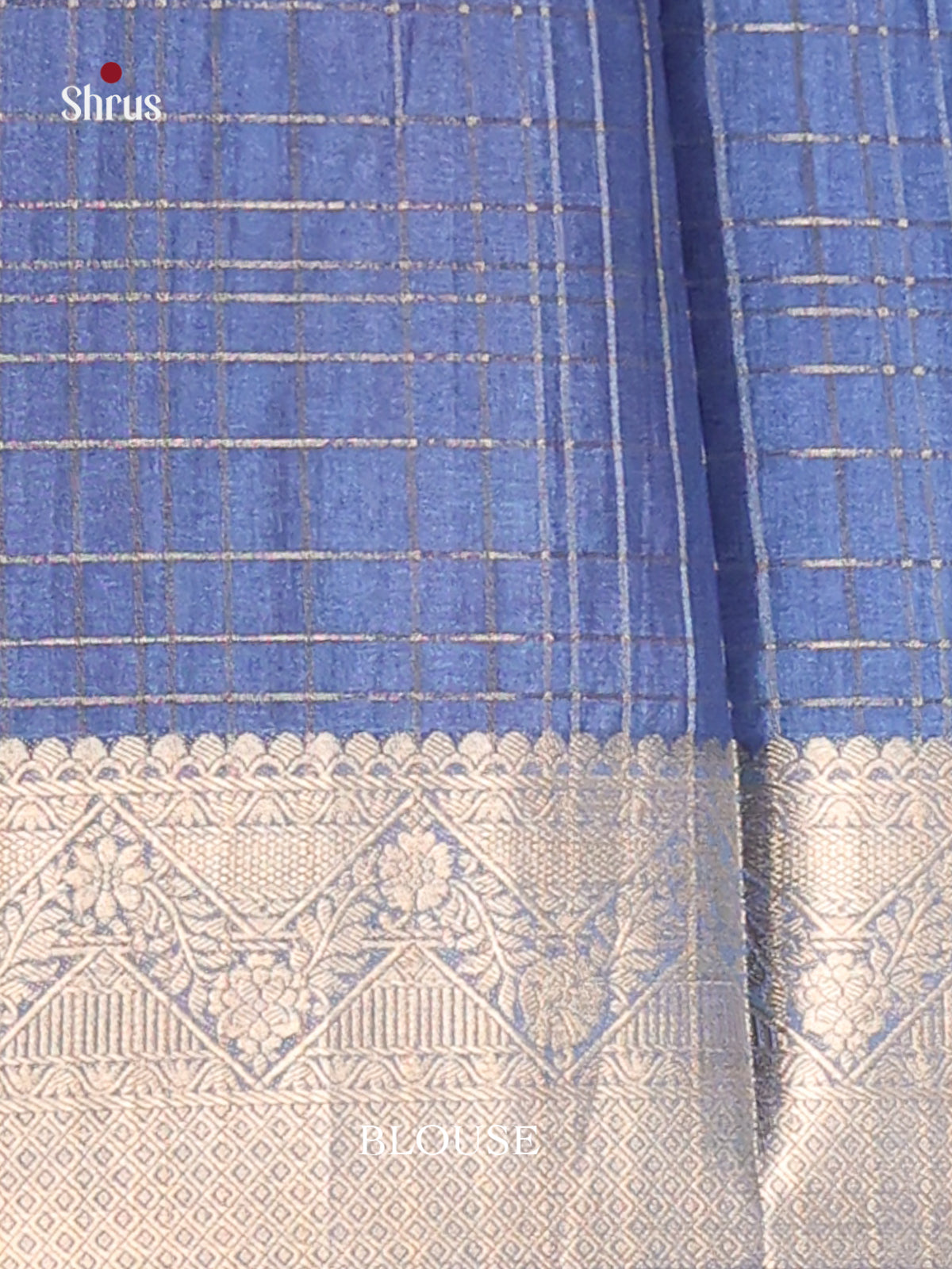 Blue & Cream - Semi Dola silk Saree