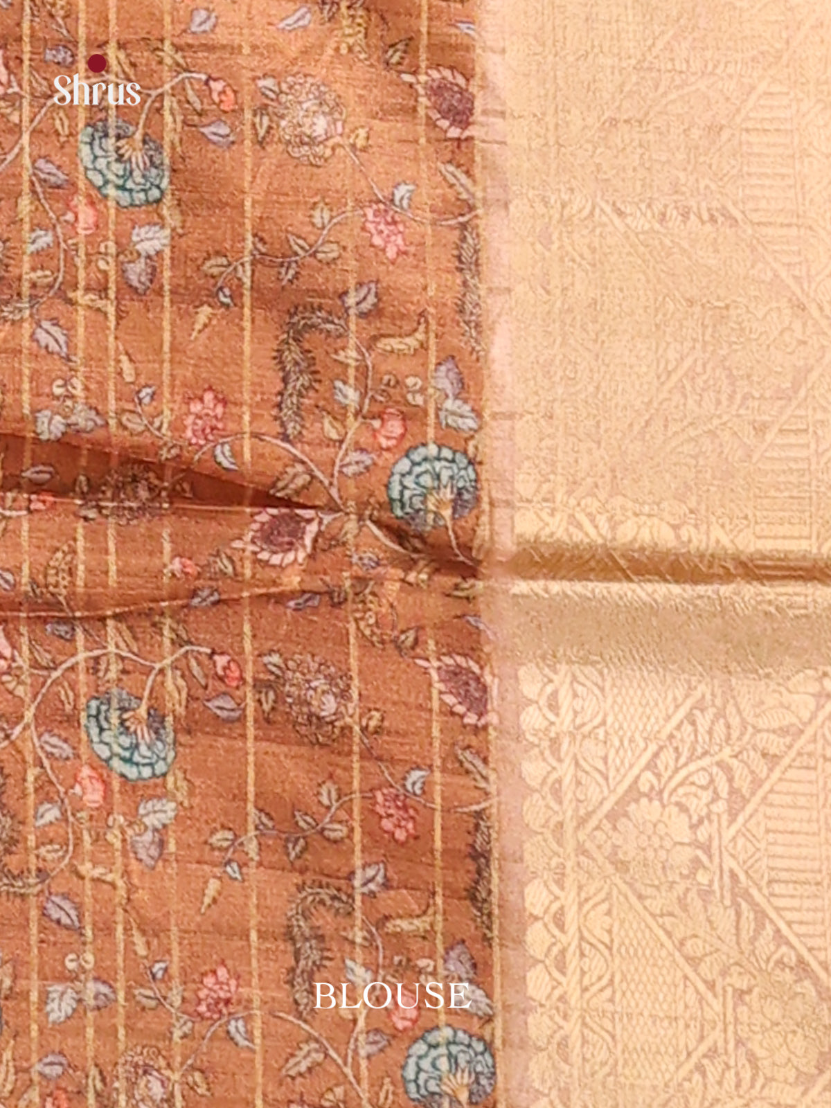 Blue & Brown - Semi Dola silk Saree