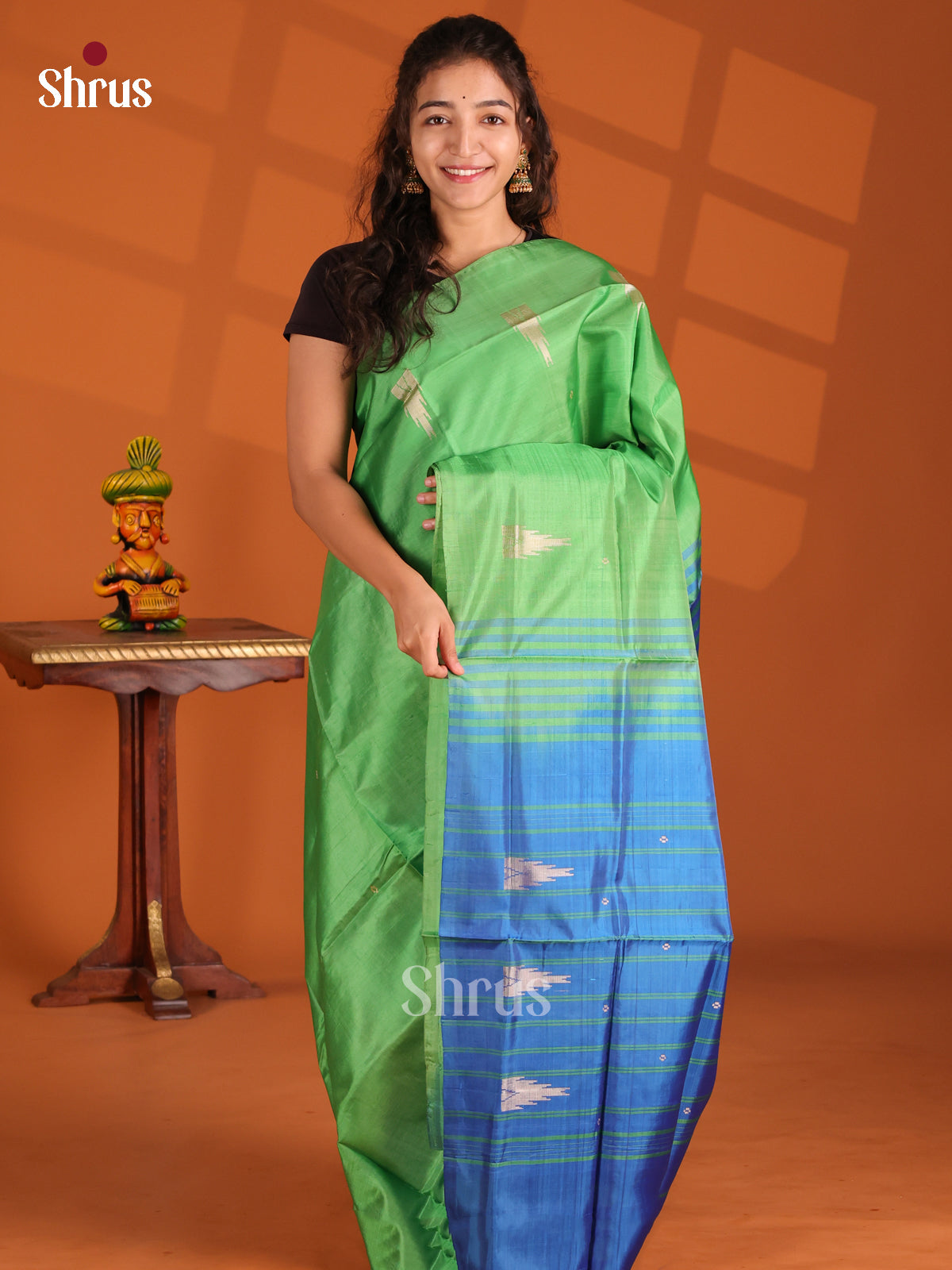 Green & Blue- Banana Pith Saree - Shop on Shrus.com