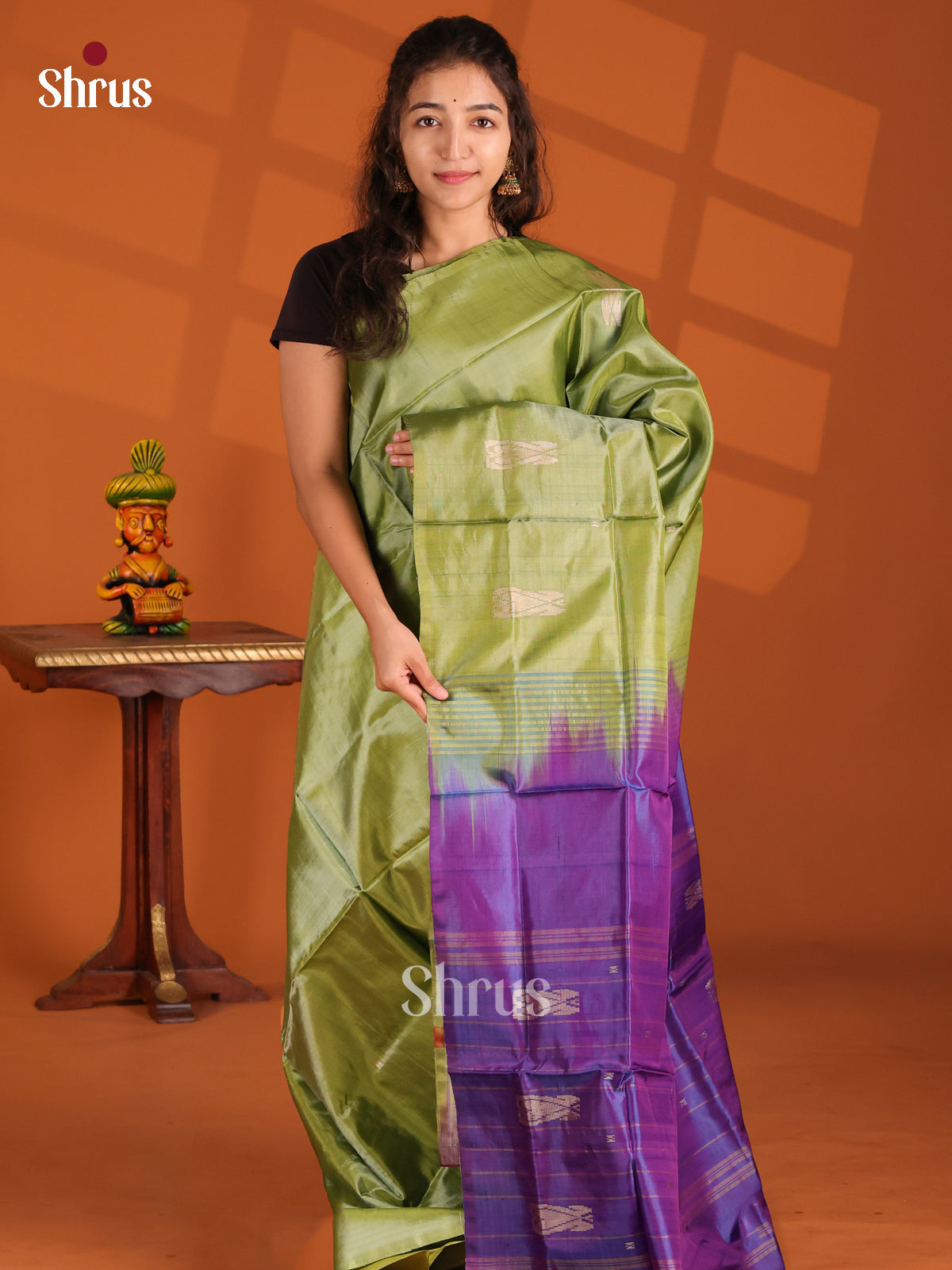 Green & Purple - Banana Pith Saree - Shop on Shrus.com