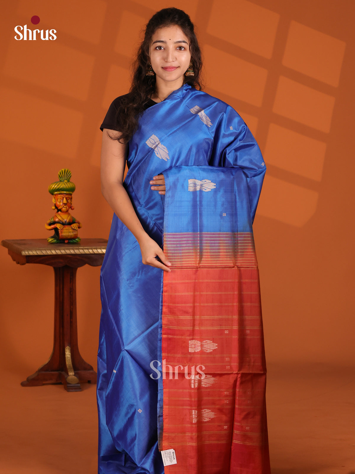 Blue & Red- Banana Pith Saree