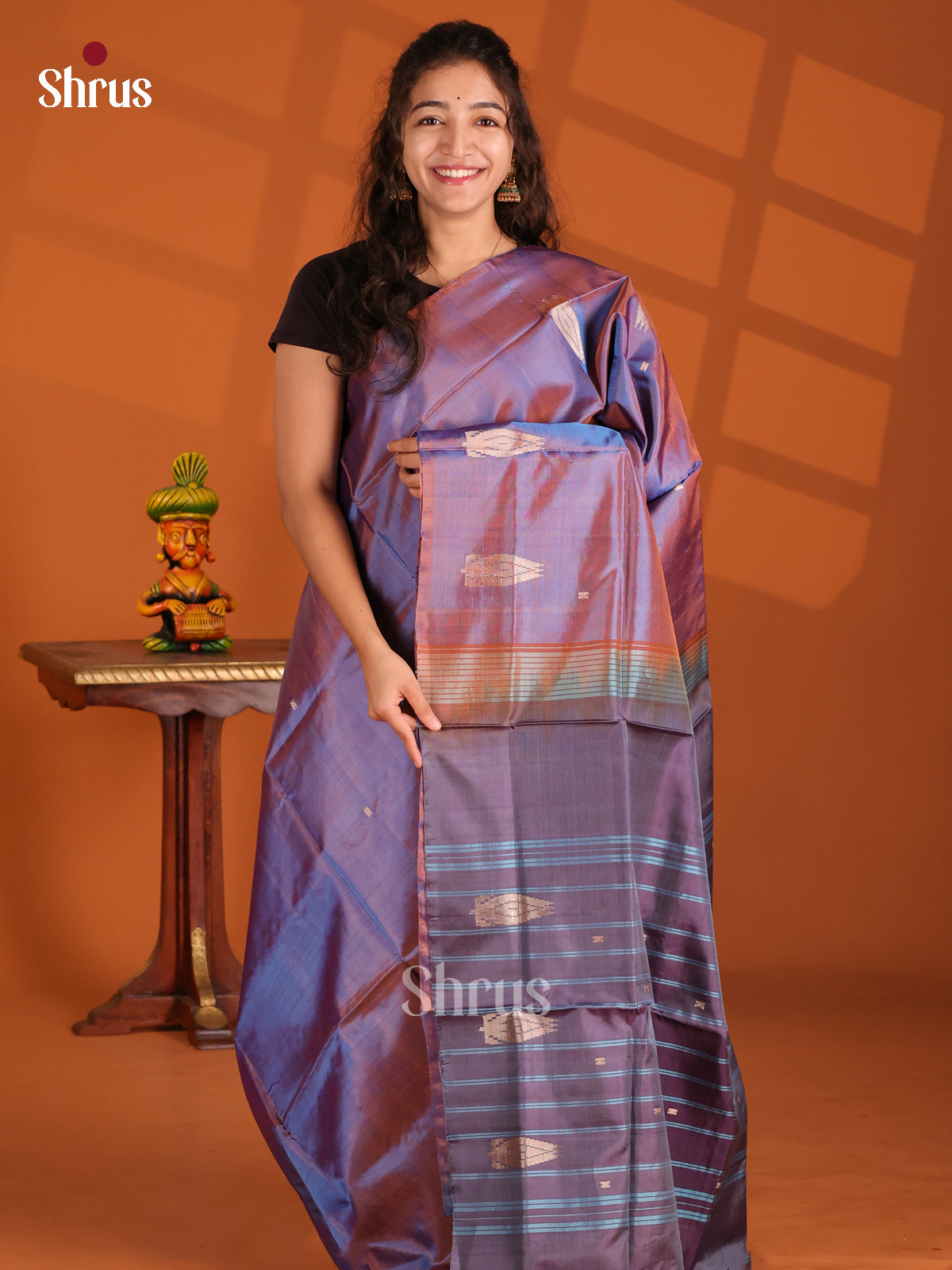 Double Shaded Purple- Banana Pith Saree - Shop on Shrus.com