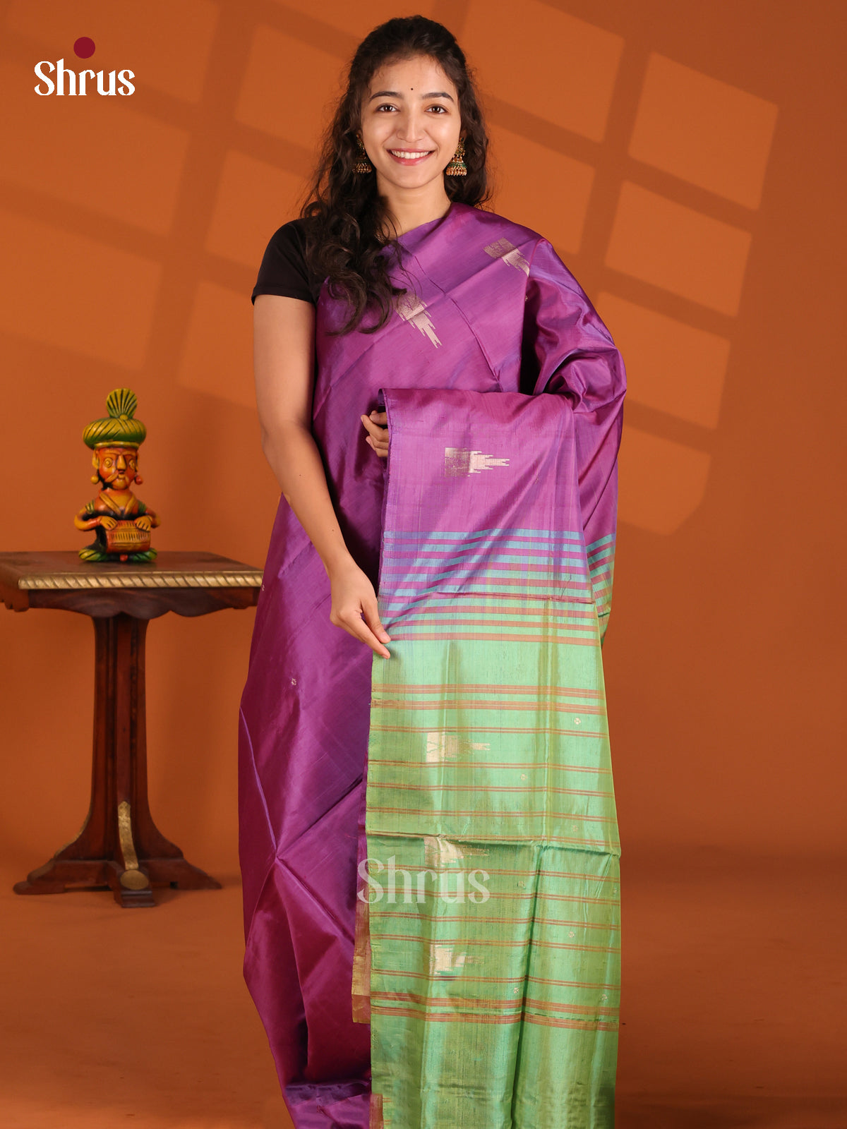 Violet & Green- Banana Pith Saree - Shop on Shrus.com