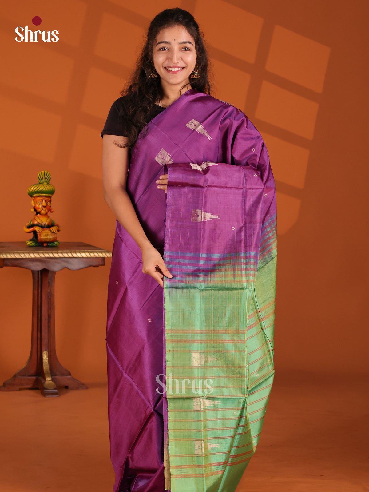 Violet & Green- Banana Pith Saree - Shop on Shrus.com