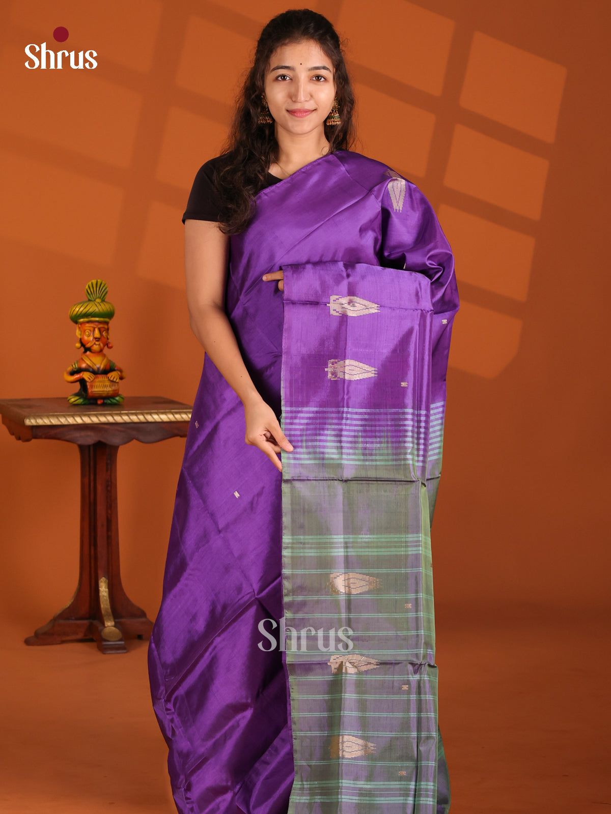 Violet & Grey- Banana Pith Saree - Shop on Shrus.com