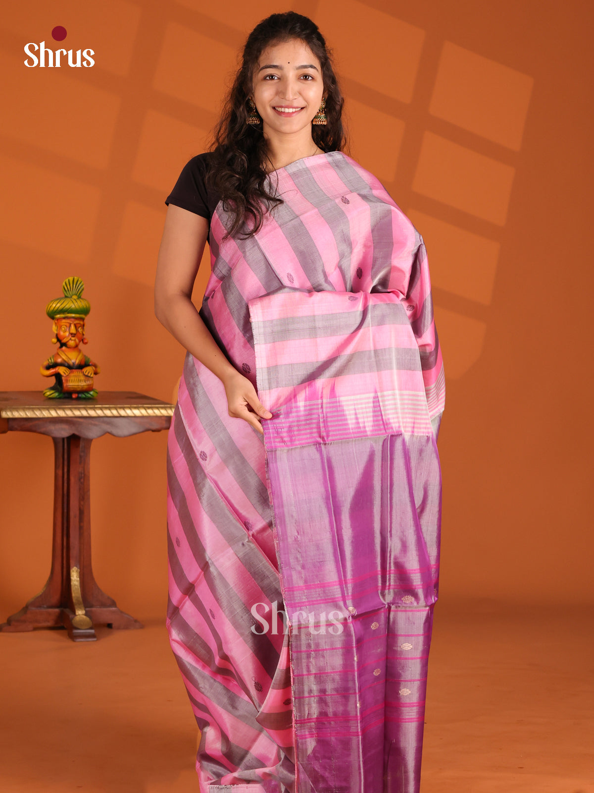 Pink & Purple - Banana Pith Saree - Shop on Shrus.com