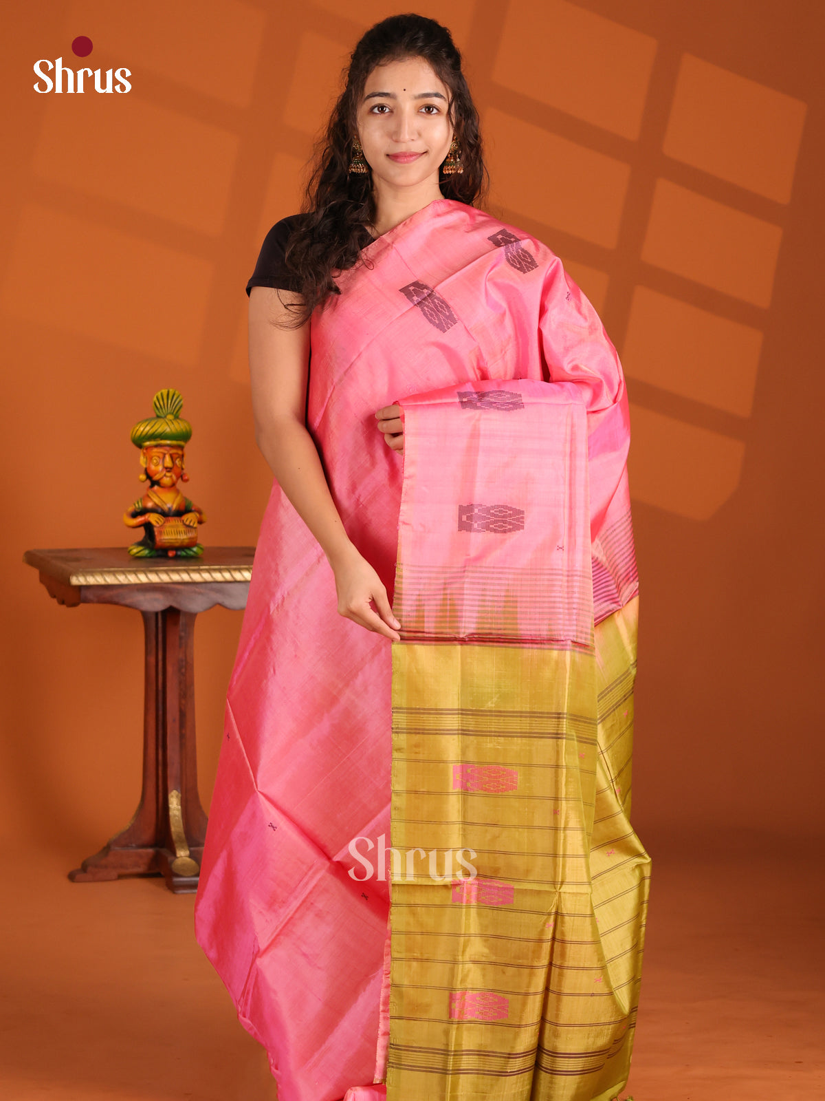 Pink & Beige - Banana Pith Saree - Shop on Shrus.com