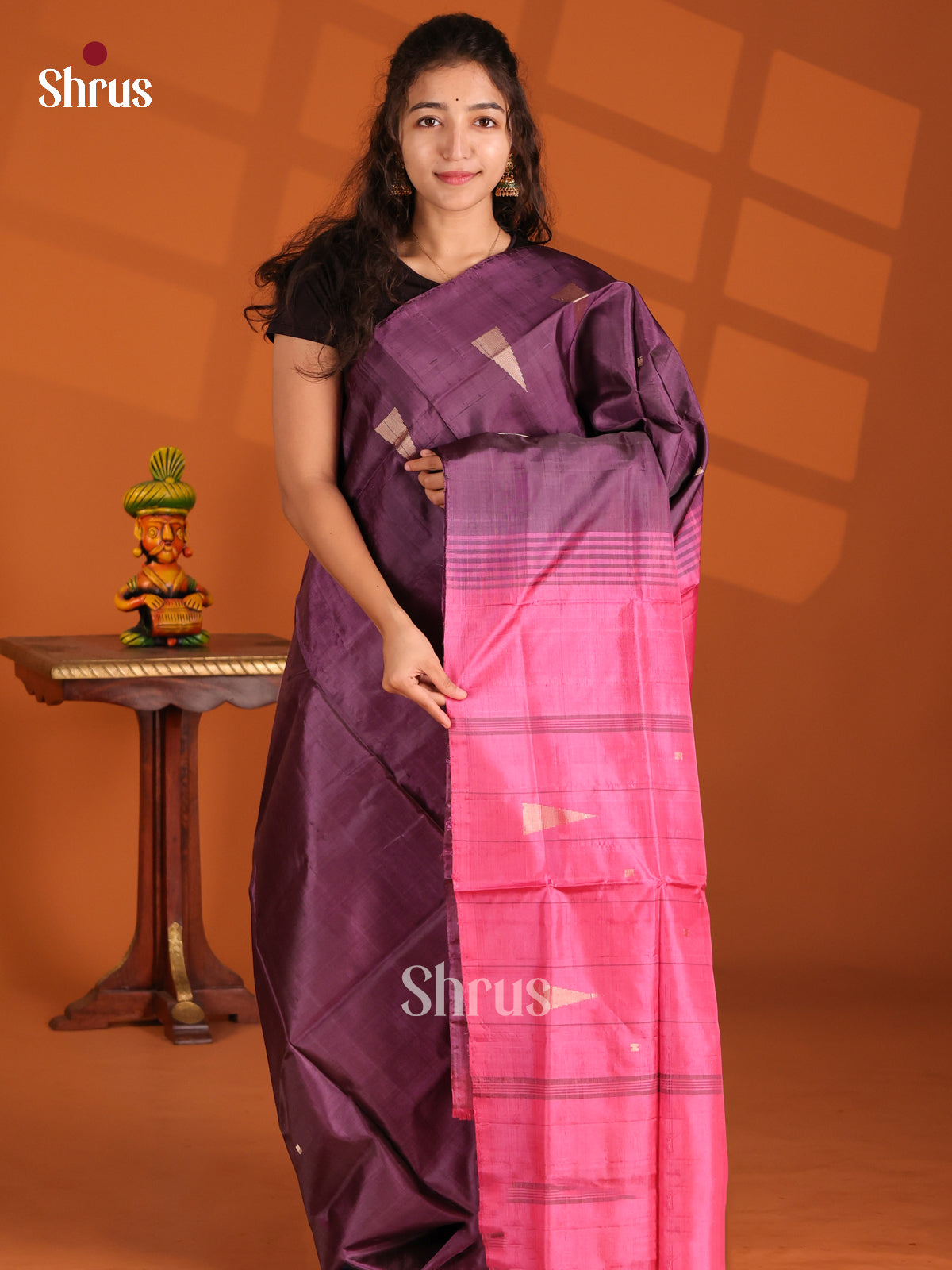 Jamun & Pink- Banana Pith Saree - Shop on Shrus.com
