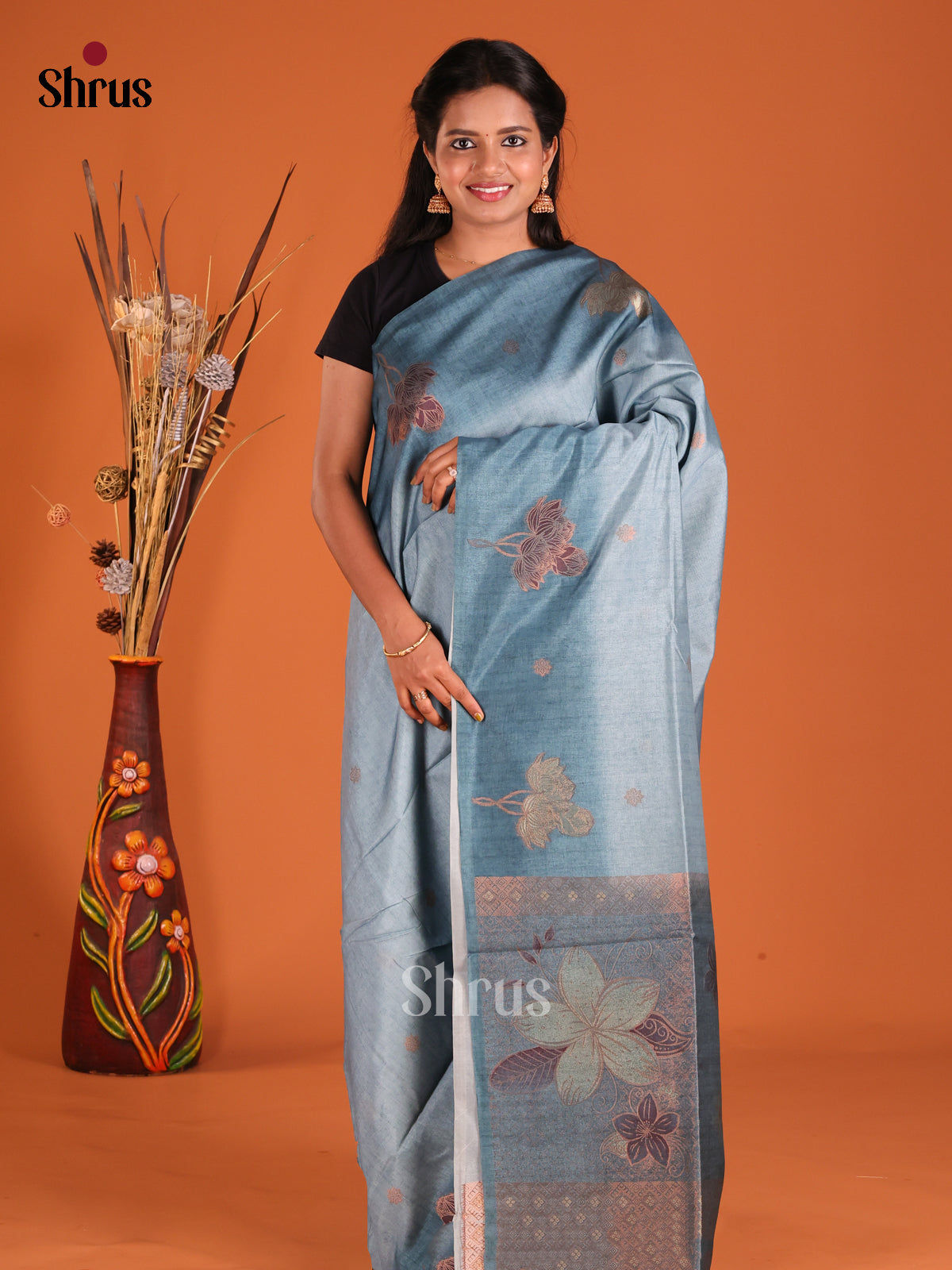 Blue - Semi Tussar Saree