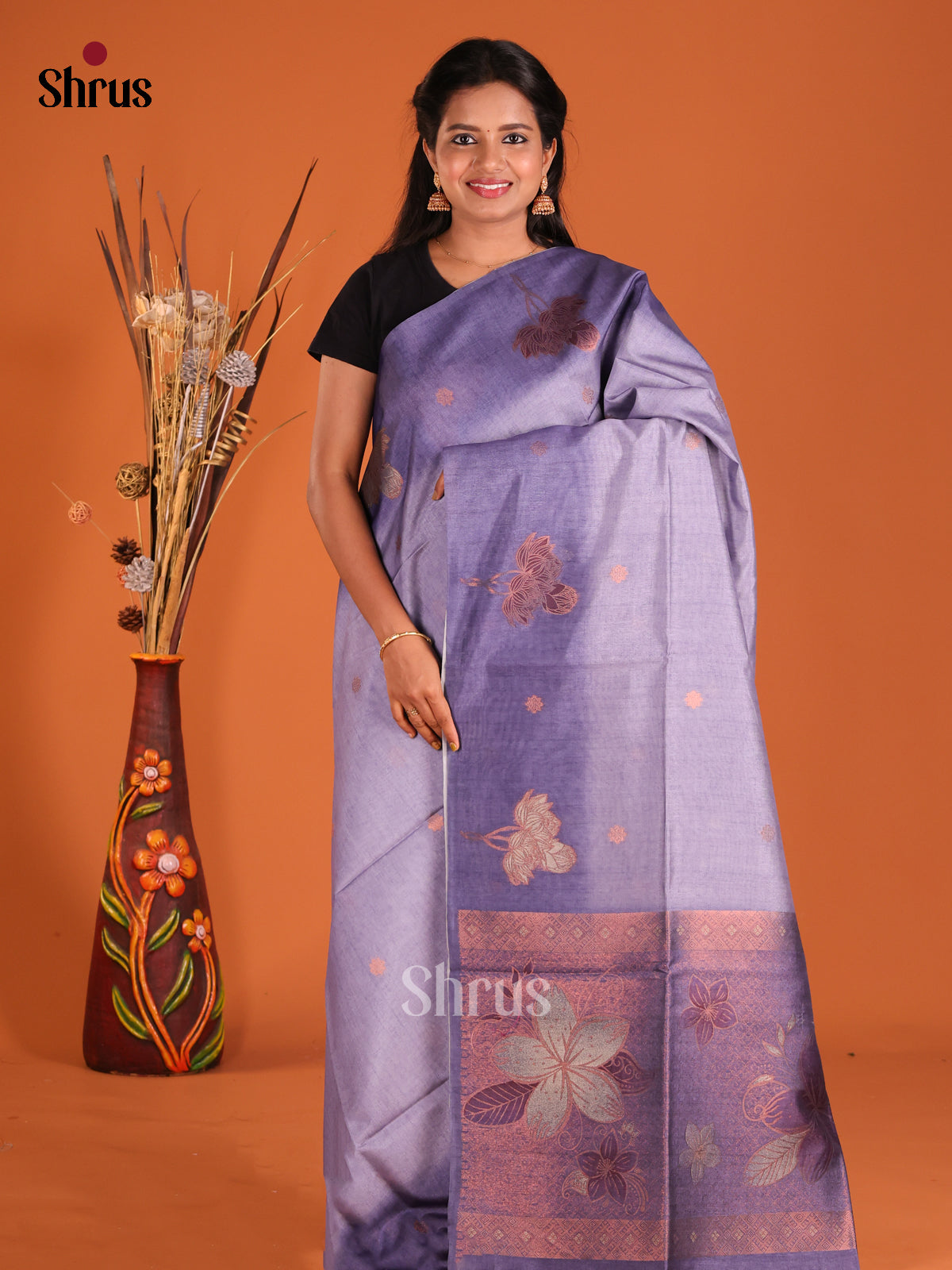Lavender - Semi Tussar Saree