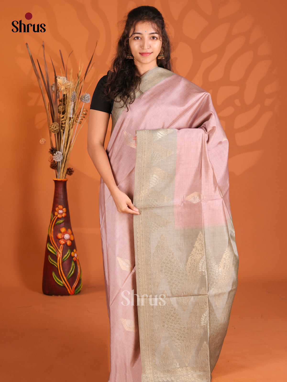Lavender & Grey - Semi Tussar Saree - Shop on Shrus.com