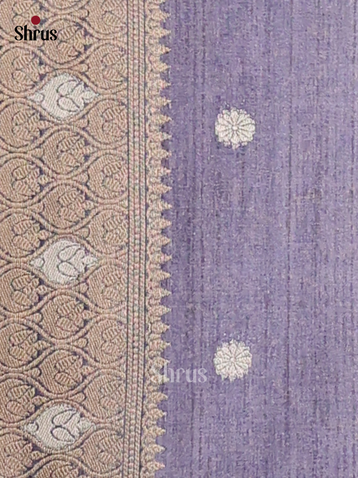 Grey & Purple - Semi Tussar Saree