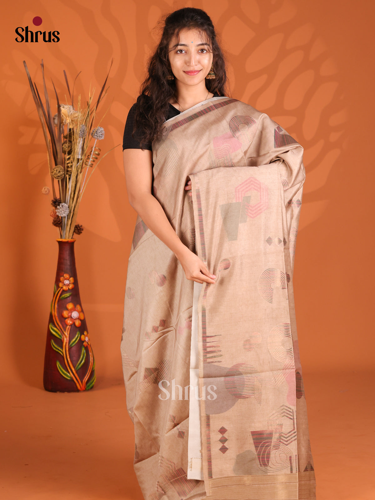 Grey - Semi Tussar Saree - Shop on Shrus.com