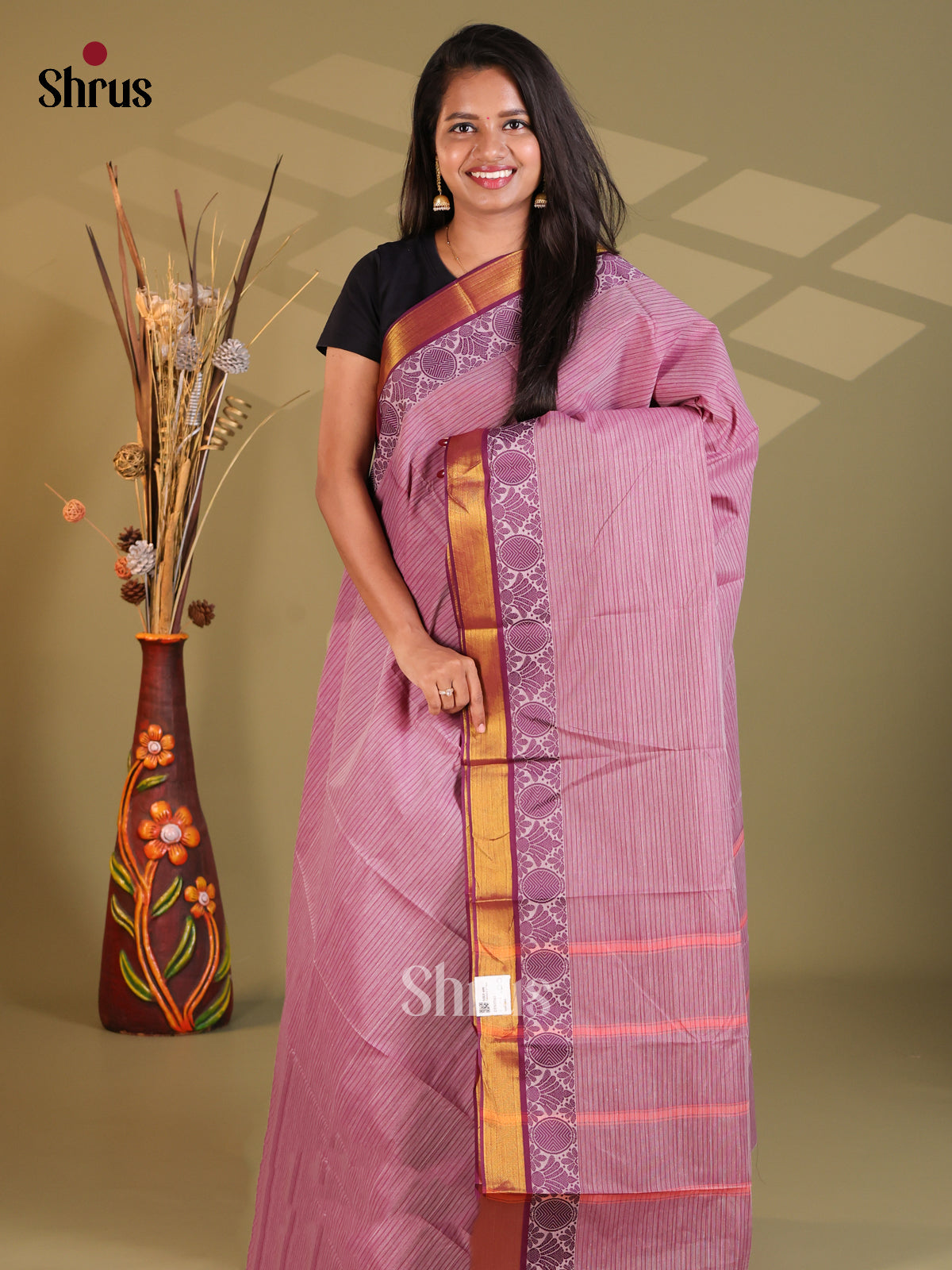 Lavender & Purple - South Cotton Saree - Shop on Shrus.com