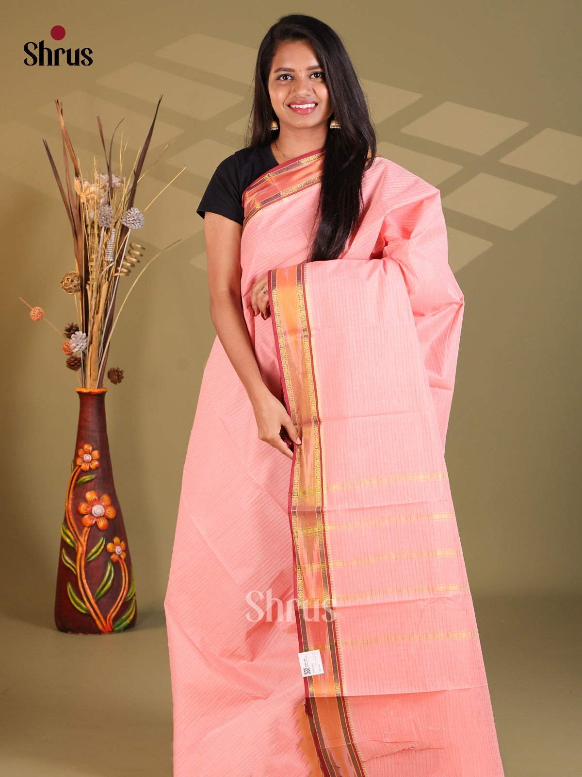 Pink & Red- South Cotton Saree