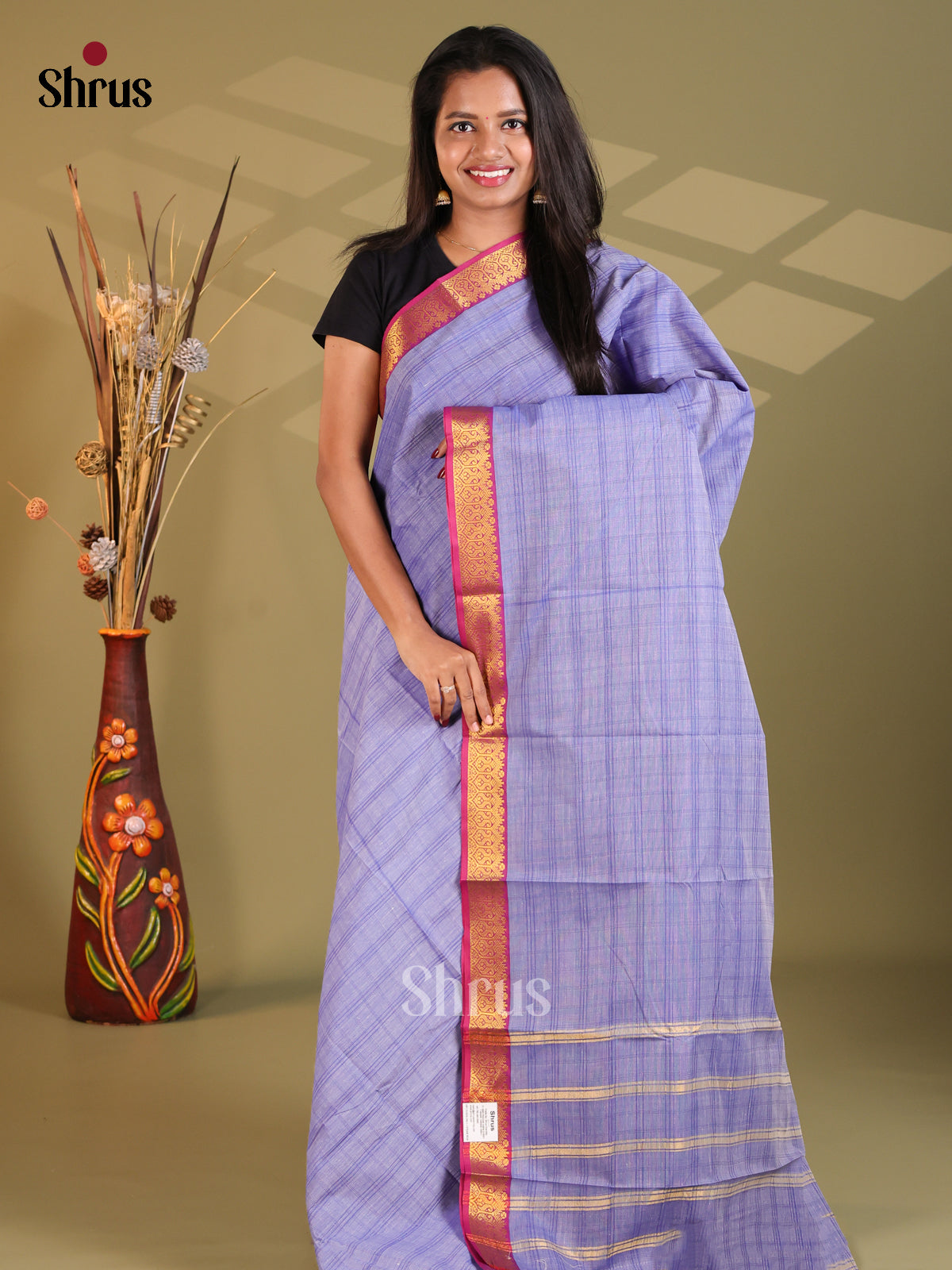 Lavender & Pink- South Cotton Saree - Shop on Shrus.com