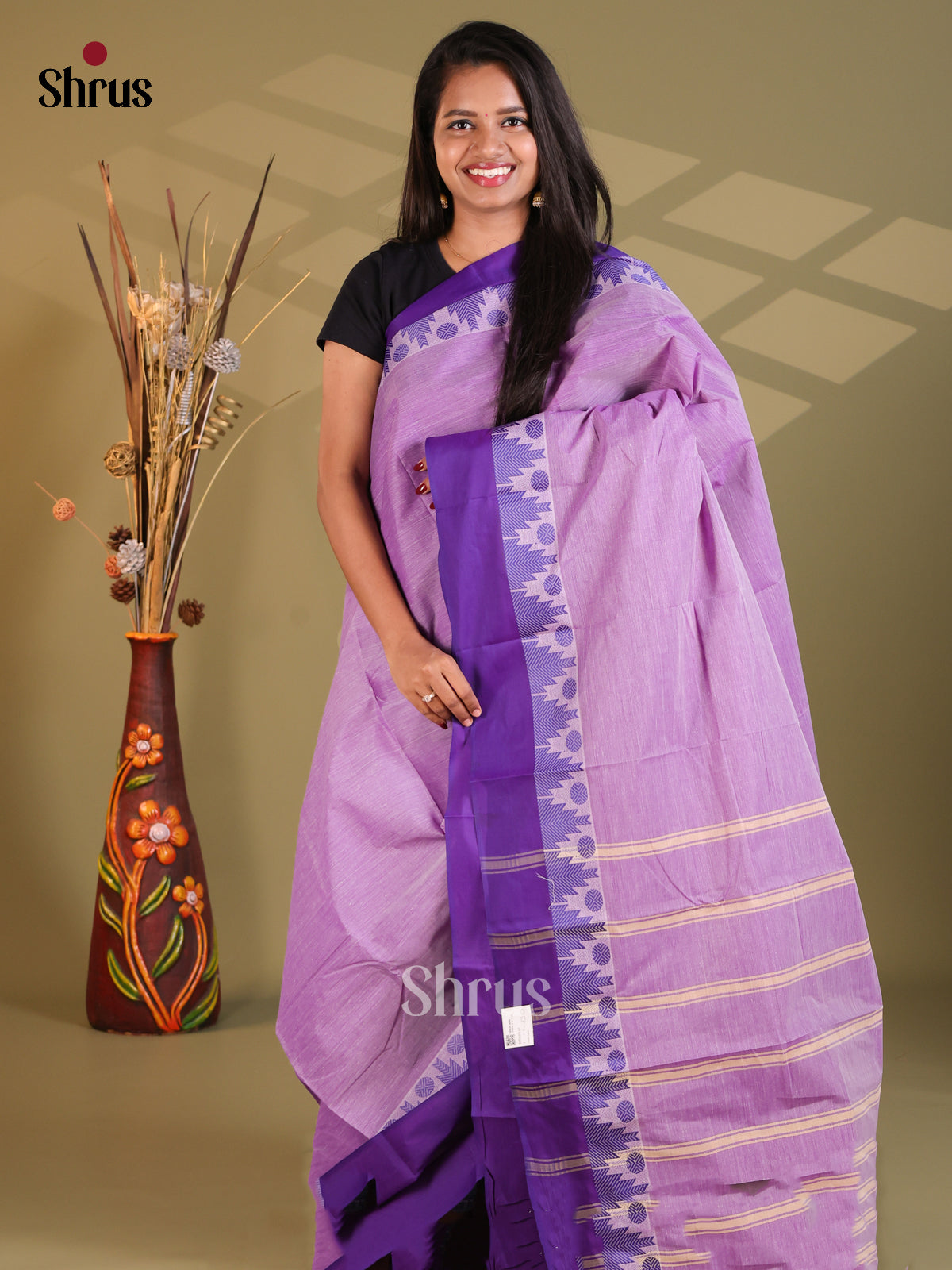 Lavender & Purple- South Cotton Saree - Shop on Shrus.com